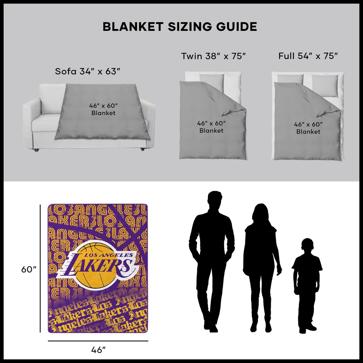 'Northwest Officially Licensed NBA Redux Micro Raschel Throw Blanket, Multi Color, 46'' x 60'''