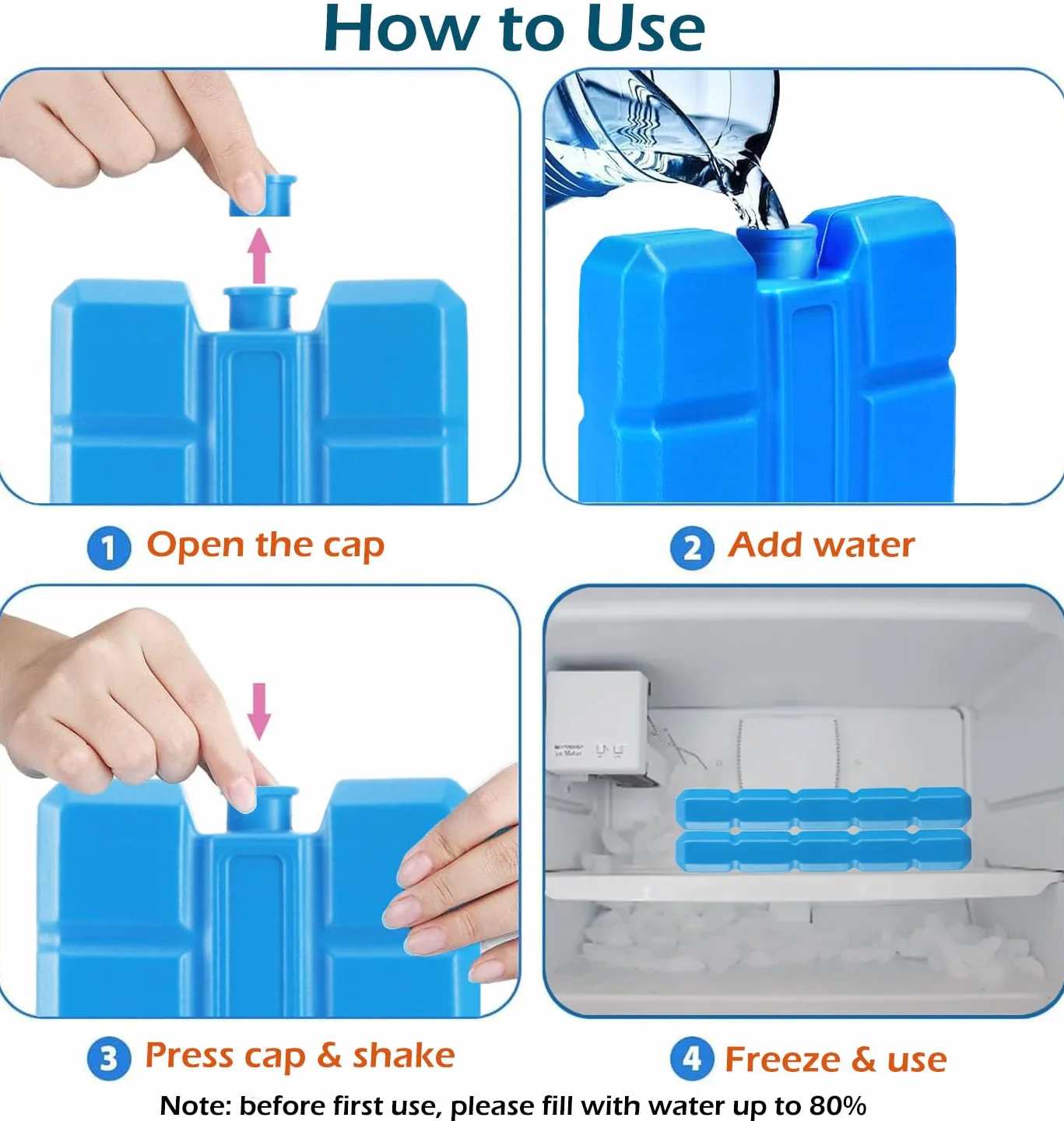 Bloques de frío para bolsa isotérmica, 2/4/8 unidades de 200 ml, elemento de refrigeración ultrafino reutilizable, adecuado para exteriores, para mantener los alimentos frescos