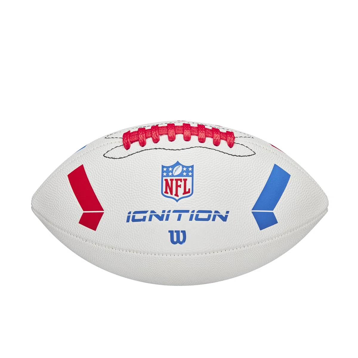 Wilson Balón de Fútbol Americano NFL Ignition, Hecho de Cuero Compuesto, Todo Tipo de Clima, Cordones Más Anchos y Logotipo de la NFL, Color Blanco, Tamaño Juvenil
