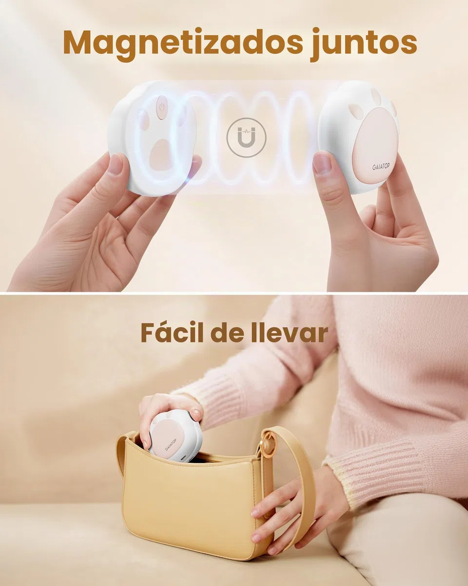 Gaiatop Calentadores de manos recargables, paquete de 2 bonitos diseños de pata de gato, calentador eléctrico magnético de bolsillo de 3 niveles, reutilizable, portátil, manos calientes, regalos para