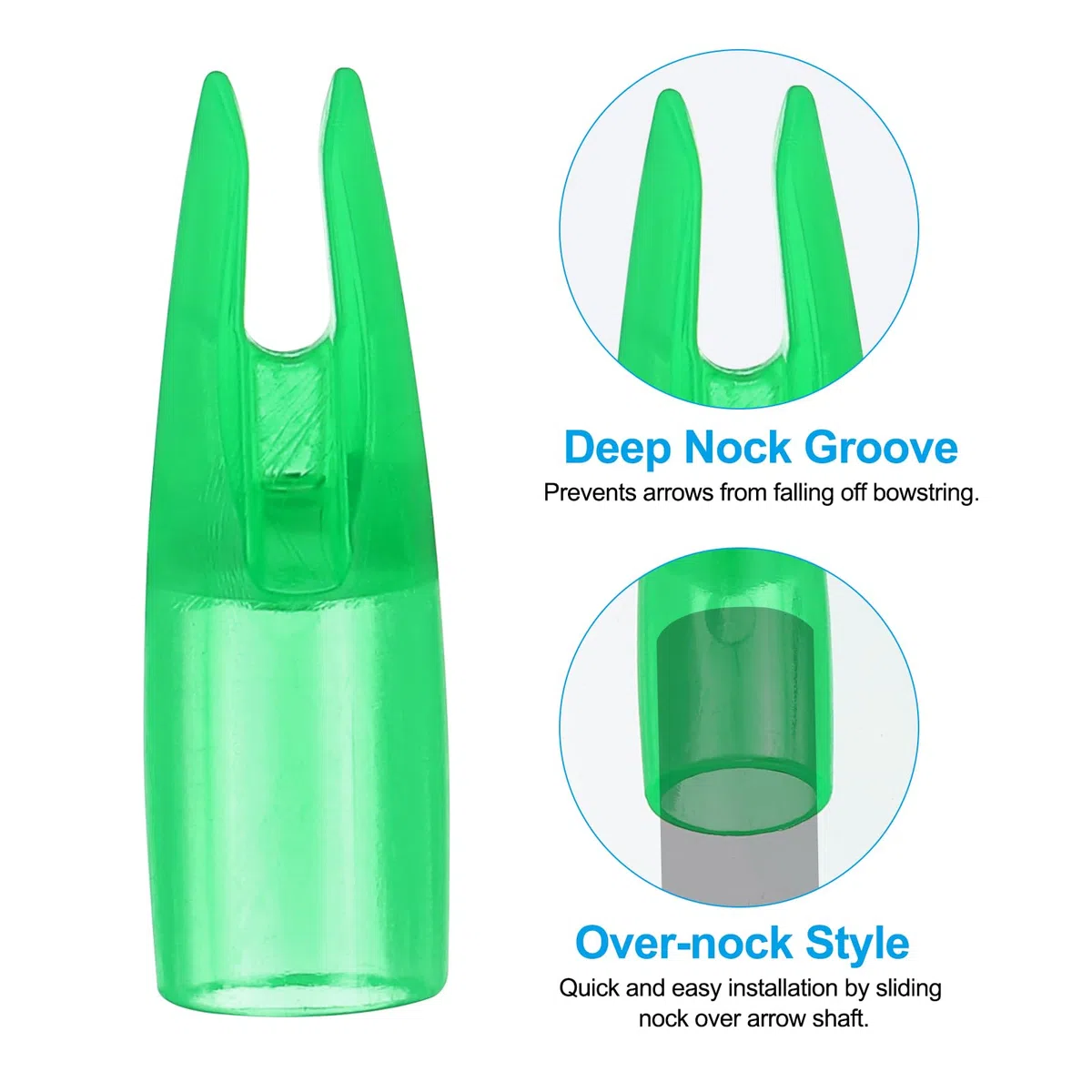 PATIKIL 8mm Flechas de Tiro con Arco Nocks, 60 Piezas de Plástico Pegamento en Nock de Flecha de Repuesto para Flechas de Caza de 5/16" Arco Compuesto Arco Recurvo, Verde