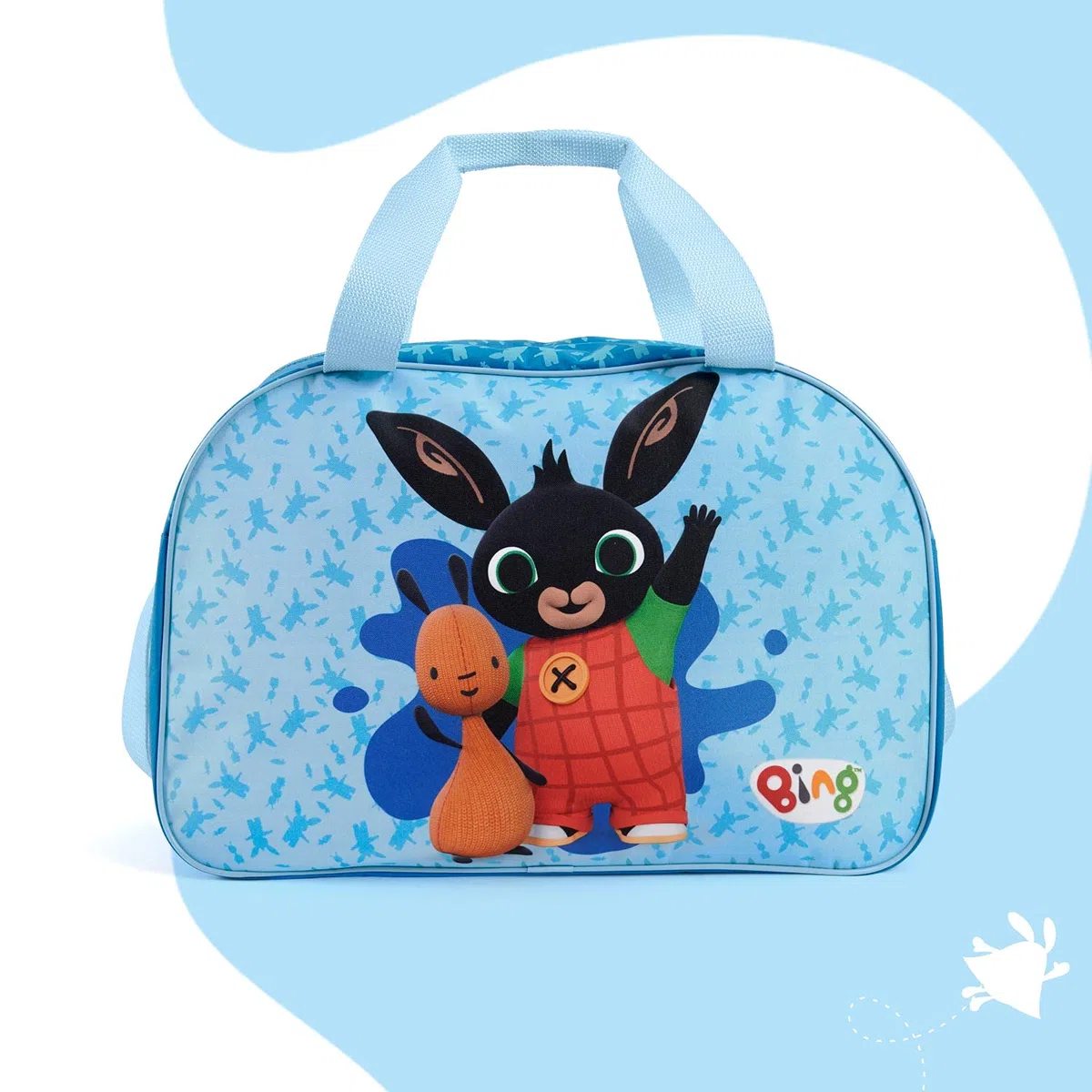 PERLETTI Bolsa Deporte Infantil Bing con Bandolera - Mochila Gimnasio para Niños Práctica y Amplia con Estampa de Bing y Flop - Bolso Deportivo para Niño Viajes y Tiempo Libre Azul - 28x41.5x21