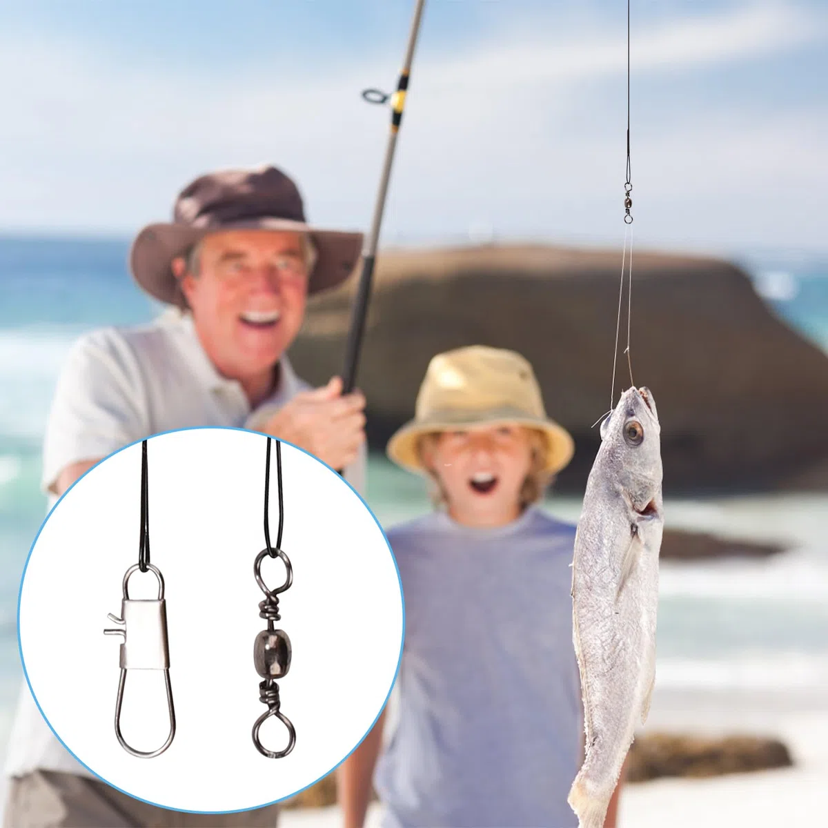 30 Piezas de Línea Líder Pesca, Cable Líder de Acero Inoxidable de con Hebilla Giratoria Señuelo o Anzuelo de Conexión de Aparejos de Pesca, para Agua Salada y Agua Dulce (Negro)