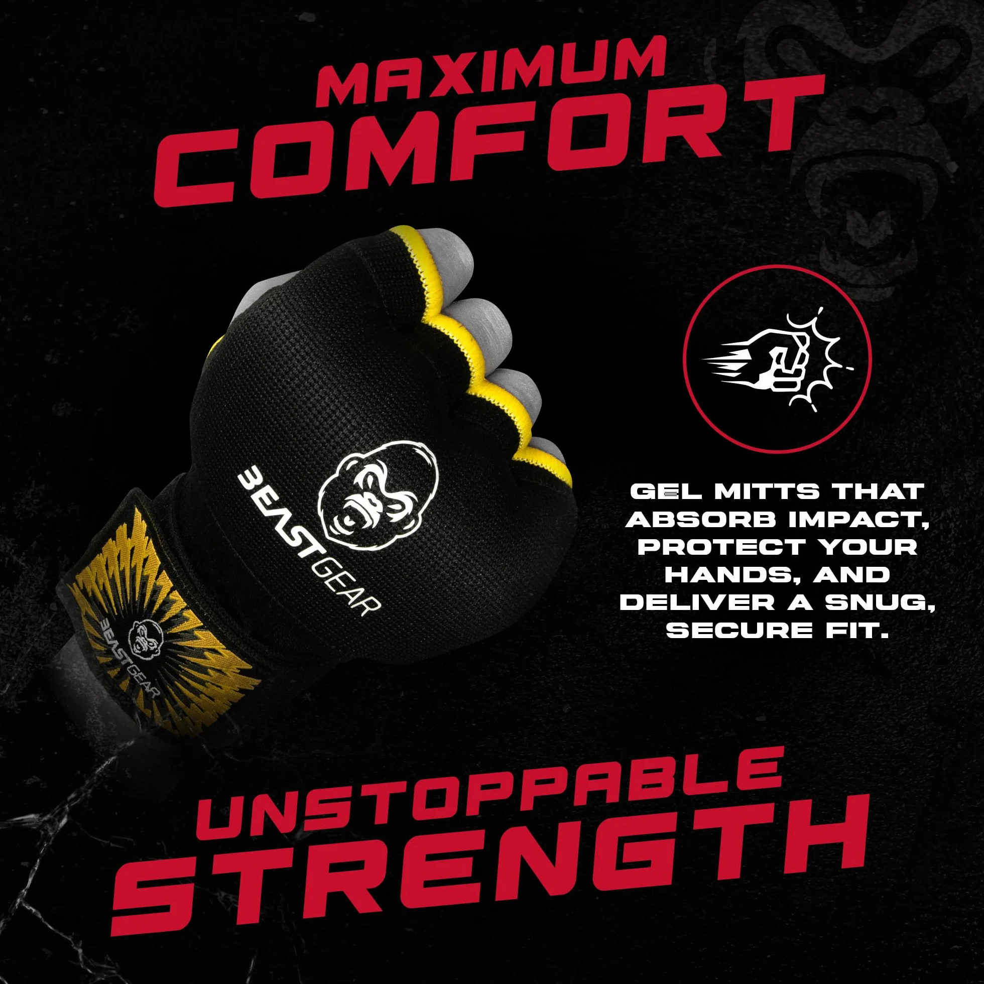 Beast Gear Guantes Boxeo Gel – Manoplas Boxeo Deportes de Combate, MMA, Muay Thai, Artes Marciales