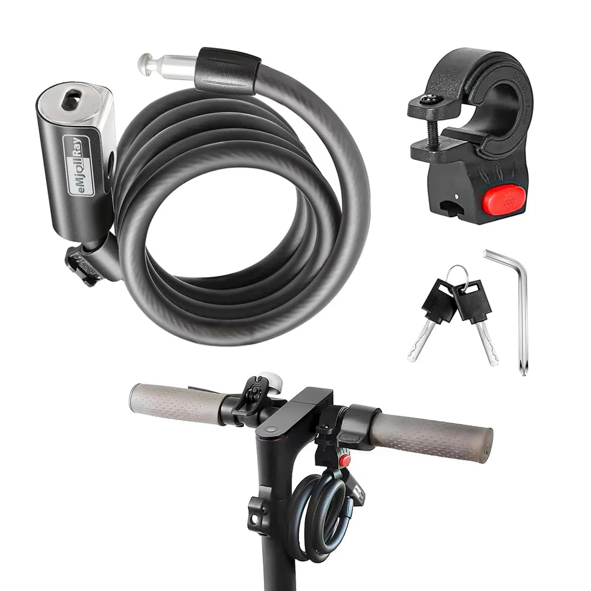 Candado Bicicleta con 2 Llaves 120CM Patinete Electrico con Soporte Candado Moto Cadena Bicicleta Antirrobo para Bici Moto Patinete Scooter