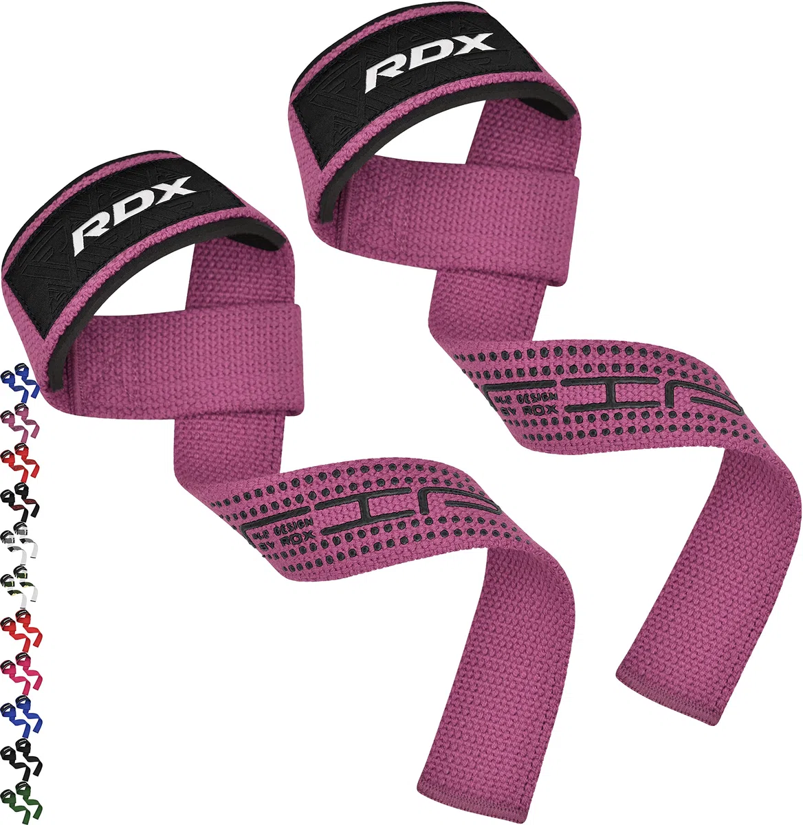 RDX Correas de levantamiento para levantamiento de pesas, 100 % algodón, correa de muñeca resistente para gimnasio con acolchado de neopreno de 5 mm, agarre antideslizante de 60 cm para peso muerto