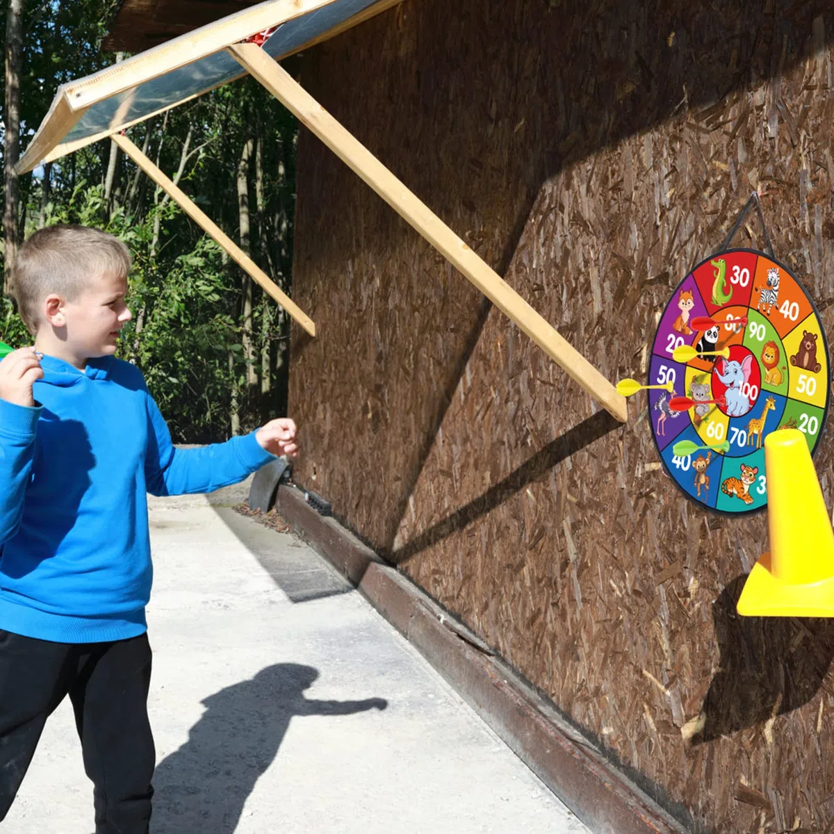 LAMEK Tablero de Dardos para Niños 66 cm Dardo de Juguete Plegable de Doble Cara Diana Infantil de Fieltro con 6 Bolas Adhesivas 6 Dardos Interior Exterior Tela de La Dart Tablero para Niños Niñas