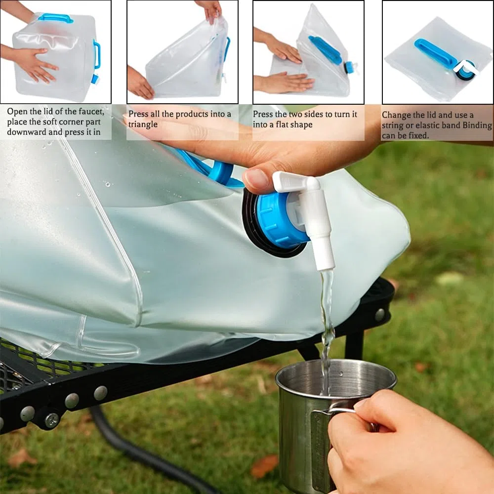 dellyy Bidon Agua Plegable con Grifo, Garrafa Agua Plegable, para Lavar Frutas y Yerduras, Ducharse, Hacer Barbacoas, IR de Picnic, Acampar y Viajar