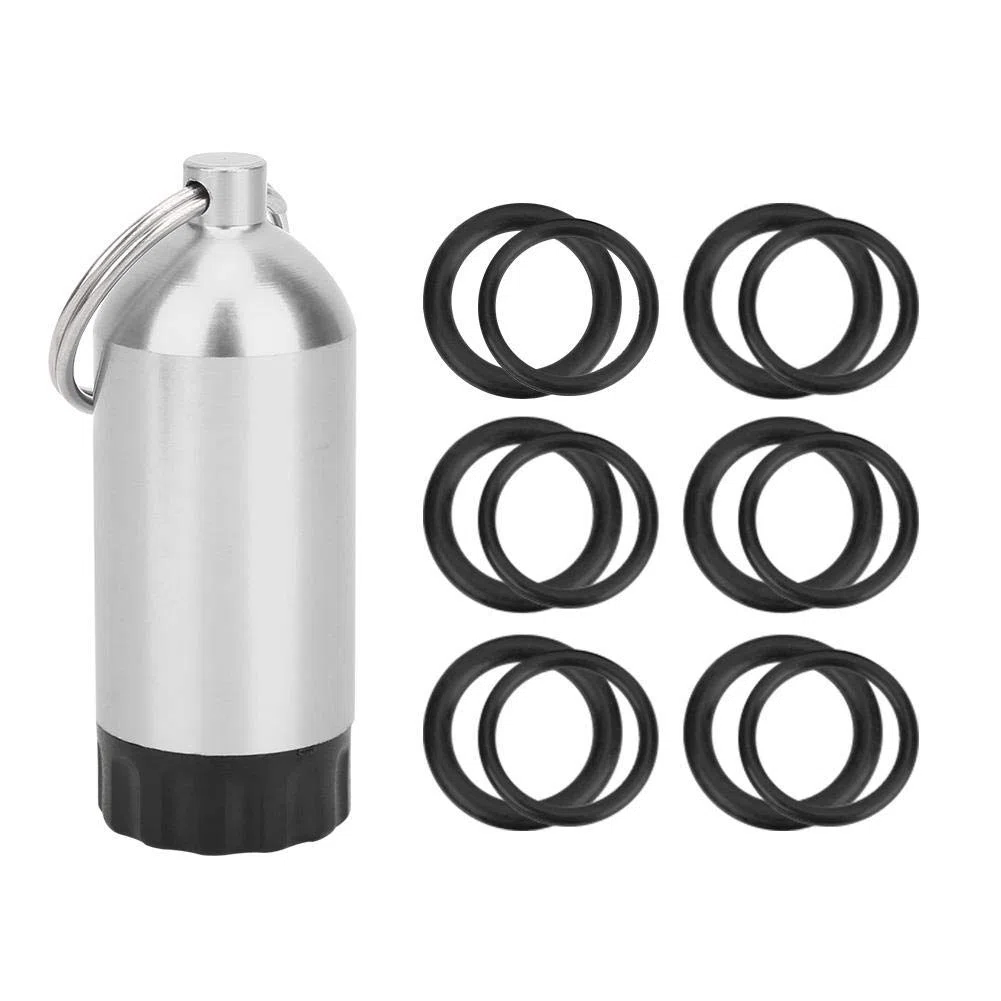 so Mini Botella de Almacenamiento del Cilindro + Anillos tóricos, Anillo de Sellado de la válvula del Cilindro de Buceo Anillos tóricos Mini Botella de Almacenamiento del Cilindro OR-MT02(Plata)