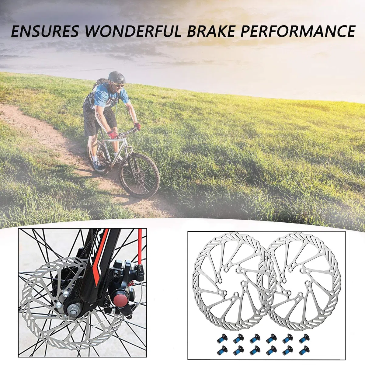 2 rotores de bicicleta de montaña 180mm, disco de freno de bicicleta de acero inoxidable, con 12 tornillos, adecuado para la mayoría de bicicletas de carretera, bicicletas de montaña