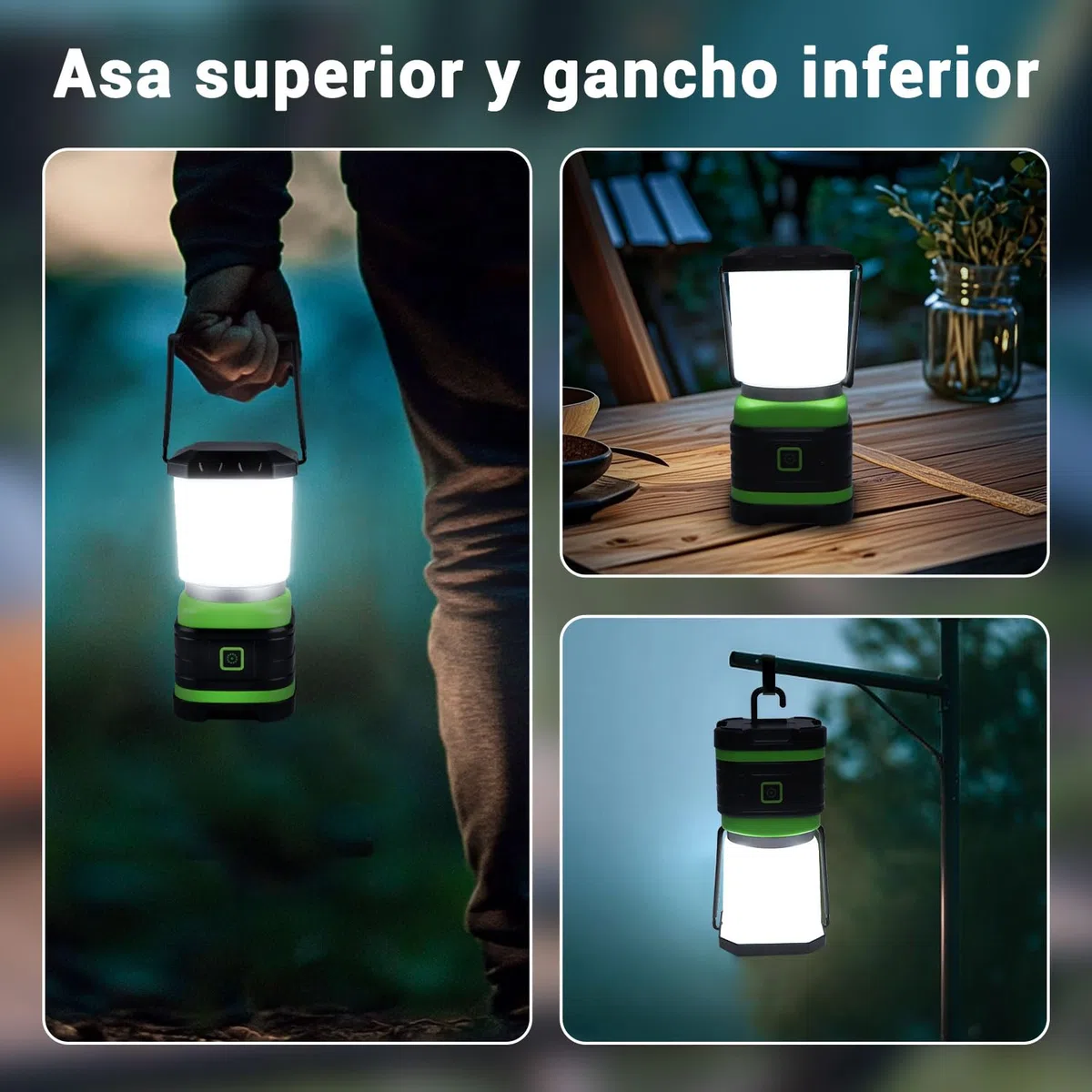 EXTRASTAR Linterna de Cámping 260 lúmenes, Lámpara de Cámping con Pilas, Luz de Cámping 2 Modos de iluminación, para Cámping, Senderismo, Pesca, Cortes de Energía
