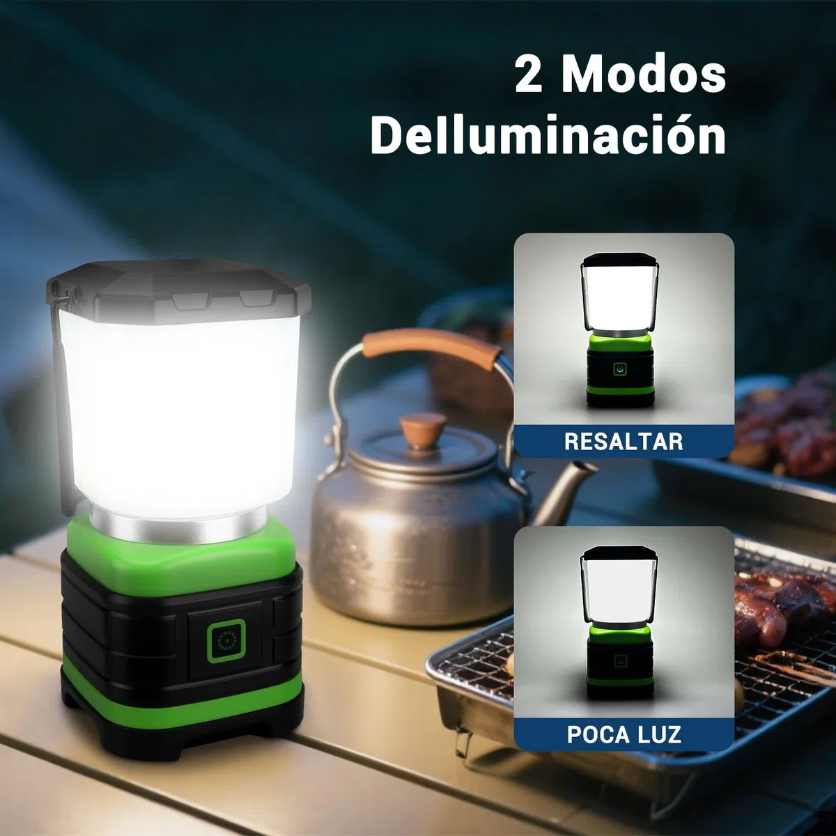 EXTRASTAR Linterna de Cámping 260 lúmenes, Lámpara de Cámping con Pilas, Luz de Cámping 2 Modos de iluminación, para Cámping, Senderismo, Pesca, Cortes de Energía