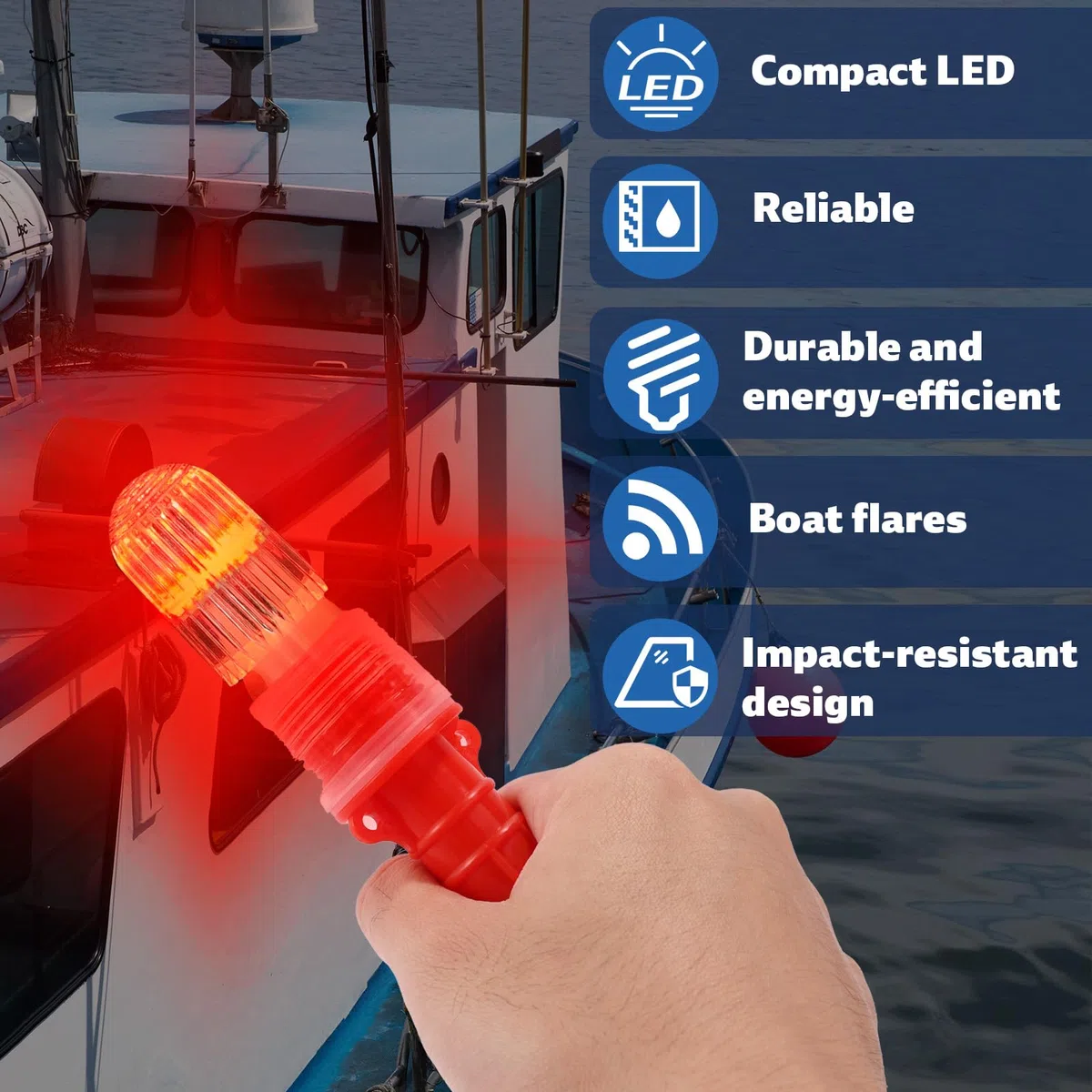 2uds Bengalas para Barcos, Bengalas de Emergencia de Barco Compactas Plástico 19cm Doble Destello Alta Visibilidad para Alarma Barco Pesquero Rescate Acuático Mantenimiento Carreteras Boyas