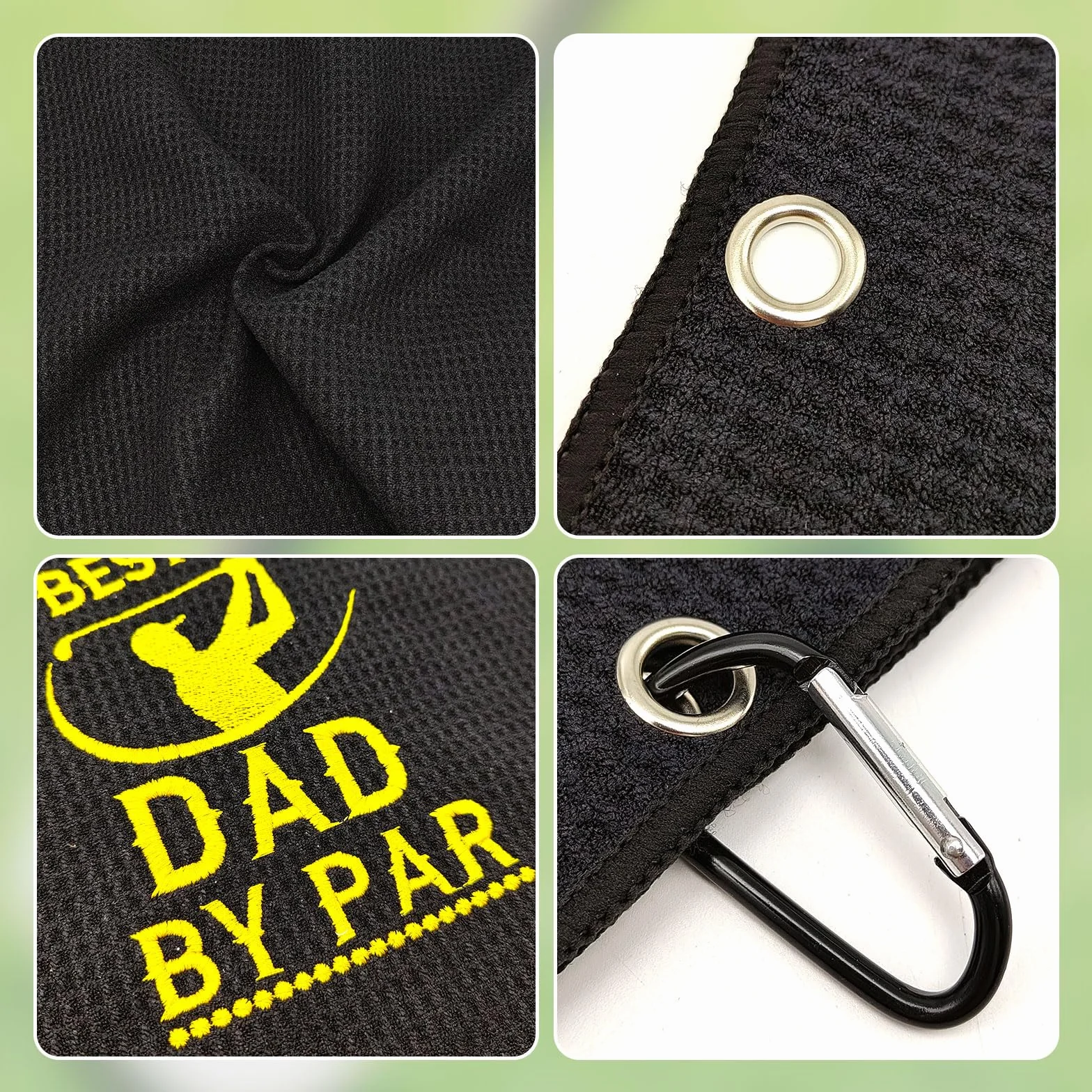 Toalla de Golf Divertidas Toallas de Golf Toallas de Golf Absorbentes Accesorios de Golf con Clip para Bolsas de Golf para Bolsas de Golf, Fitness, Deporte, Yoga al Aire Libre (Negro)