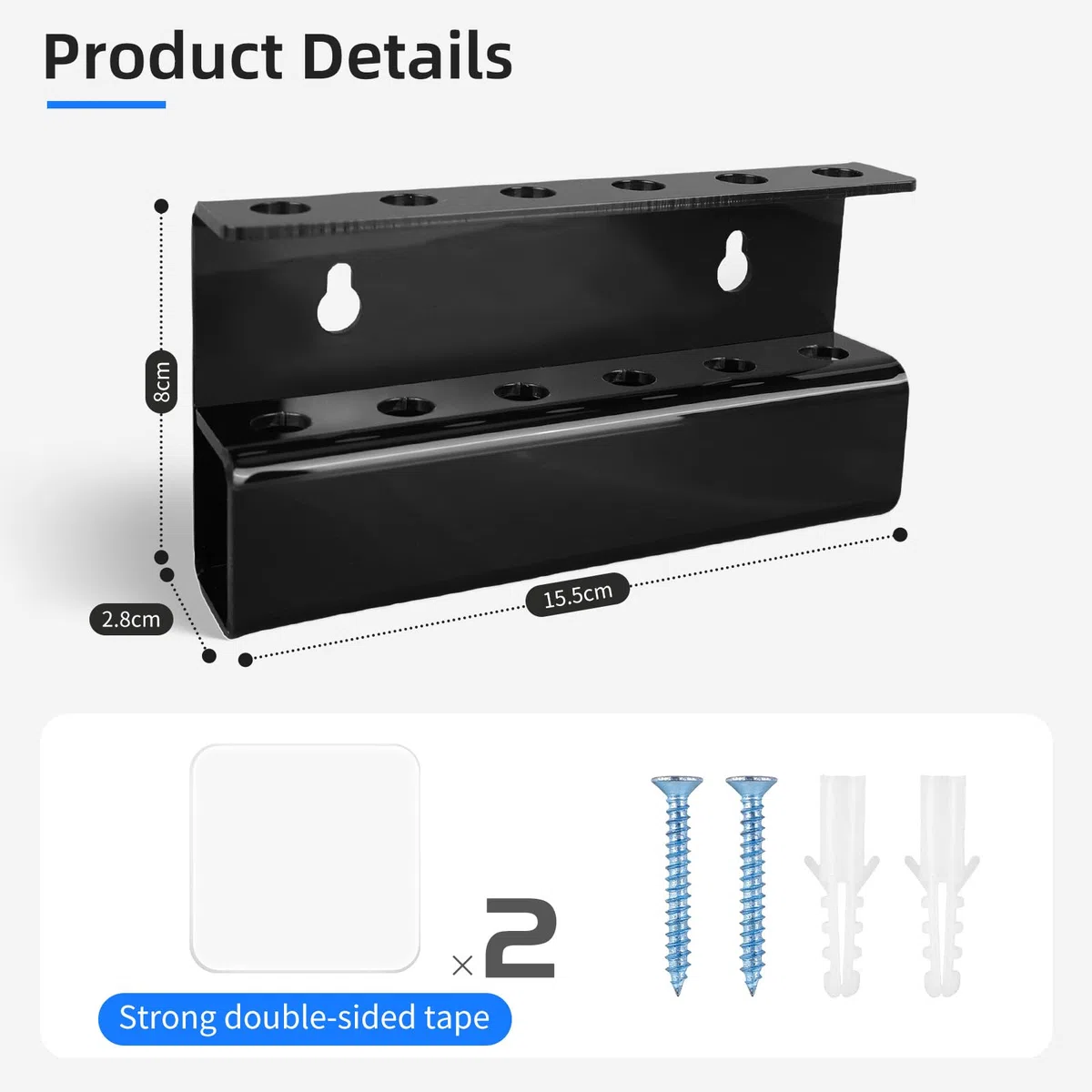 Soporte para dardos montado en la pared, soporte acrílico para 6 dardos, autoadhesivo o fijación de tornillo, accesorios ideales para el hogar, sala de juegos, bar, duradero y fácil de instalar