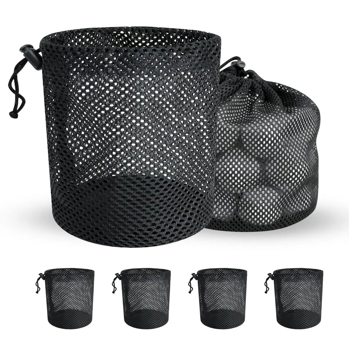 Bolsa de almacenamiento para pelotas de golf – Paquete de 6 bolsas de malla con cordón, bolsa de almacenamiento para pelotas de golf, bolsa de almacenamiento para equipo deportivo, para