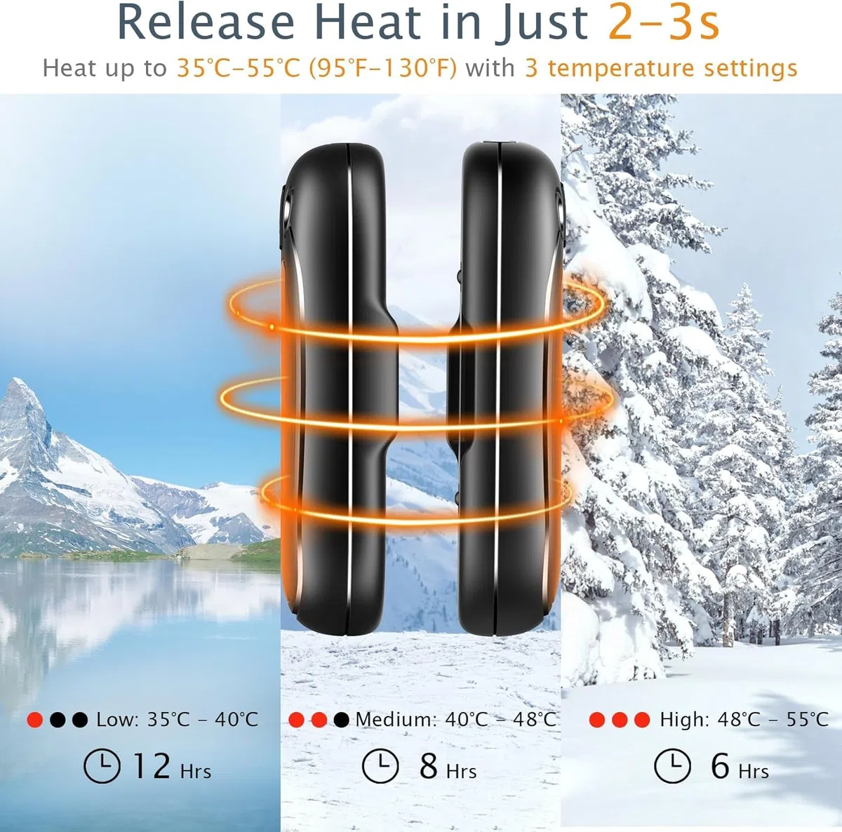 Calentador de Manos Recargable USB 2 Piezas hasta 12 Horas, Electrico de Bolsillo Portatil Calentadores de Manos Reutilizables, Regalos para Mujer Hombr Raynaud Camping Senderismo Golf