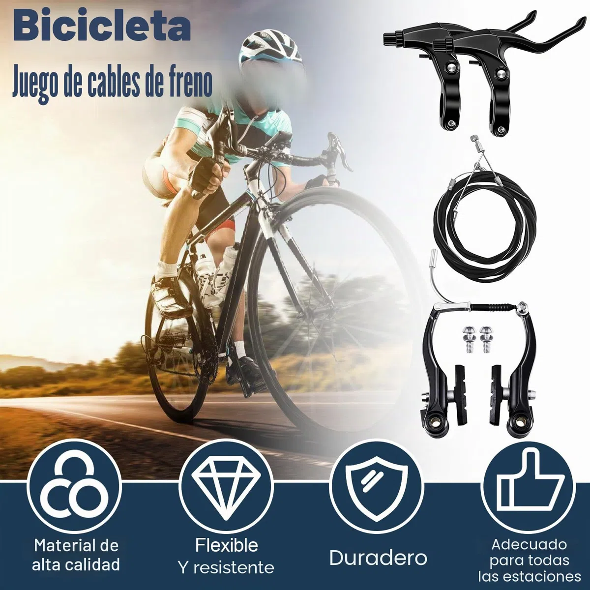 Frenos Bicicleta Montaña Kit de Freno de Bicicleta V-Brake, Juego de Reemplazo de Freno en V, Cable Freno Bicicleta, Juego de Frenos V Celanteros y Traseros para La Mayoría de Bicicleta