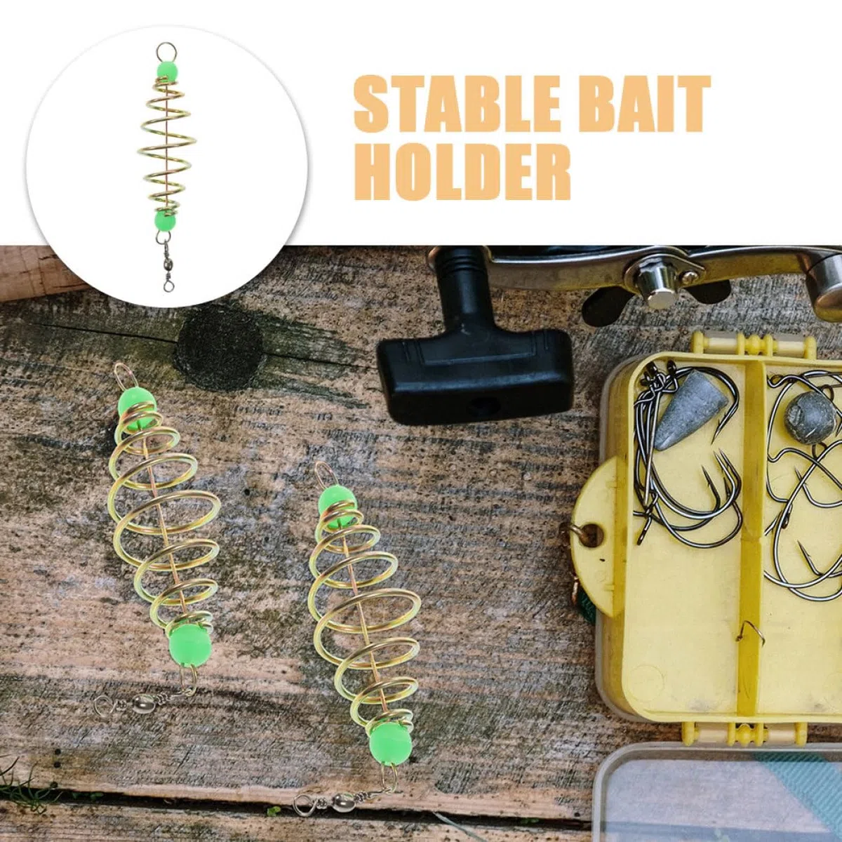 25piezas Alimentador De Cebadores De Pesca con Resorte y Perlas Soporte para Carnada para Pesca De Carpas Dulce y Salada