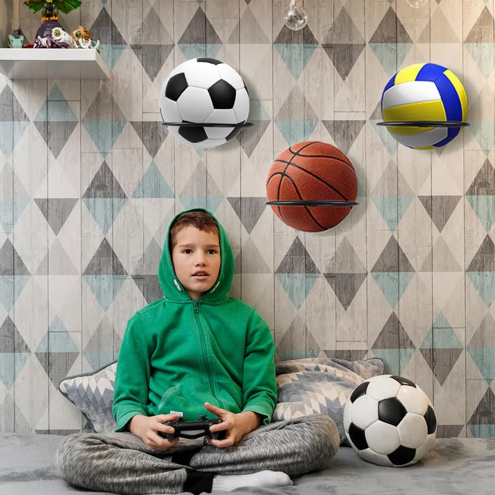 YunBey 4soportes para balones de baloncesto, voleibol, rugby, fútbol, soporte de pared con tornillos (pared)