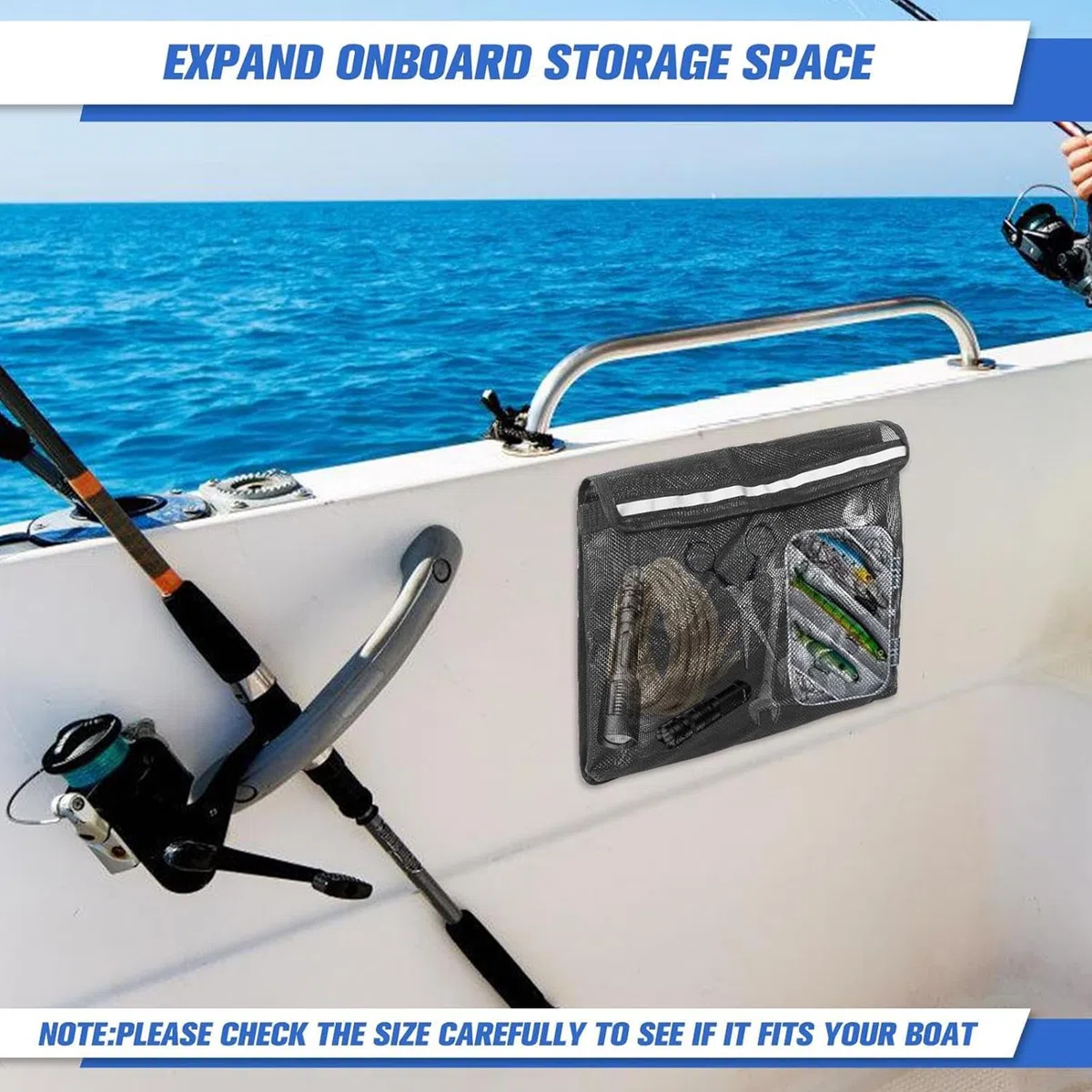 de Red de Almacenamiento para Barco - Organizador Autoadhesivo Resistente con Bucle y Gancho | Almacenamiento de aparejos náuticos - para Navegación, Cockpit, Consola, Yate, Exterior, Mar, Viaje,