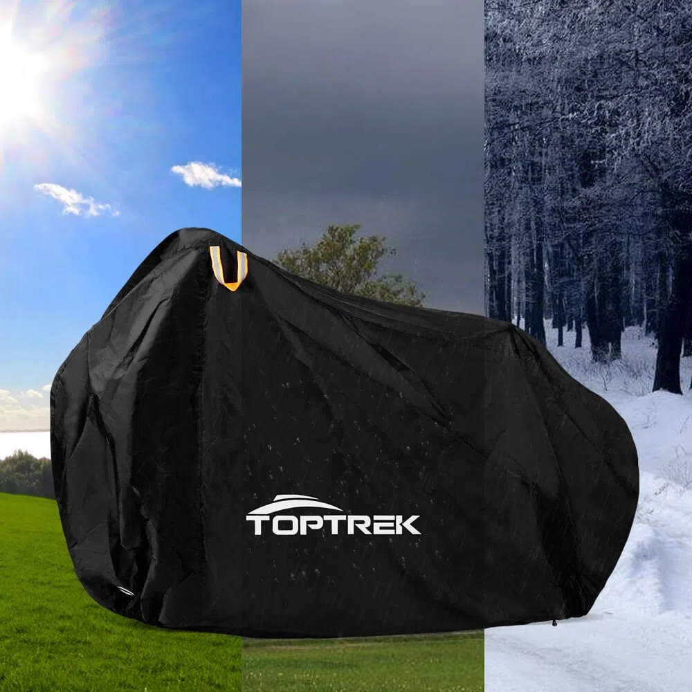 Toptrek Funda impermeable para bicicleta, tejido Oxford, lona impermeable de alta calidad, 200 x 110 x 70 cm, funda protectora para bicicleta con bolsa