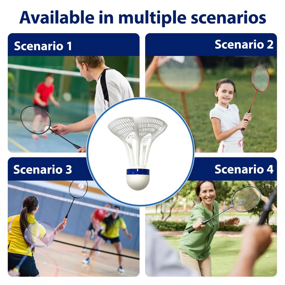 IKOPFLN 4 Piezas Bádminton,Viento y, Bola de Nylon Plástico Resistente al Viento,Bolas de Bádminton con Gran Elasticidad y Durabilidad Bádminton