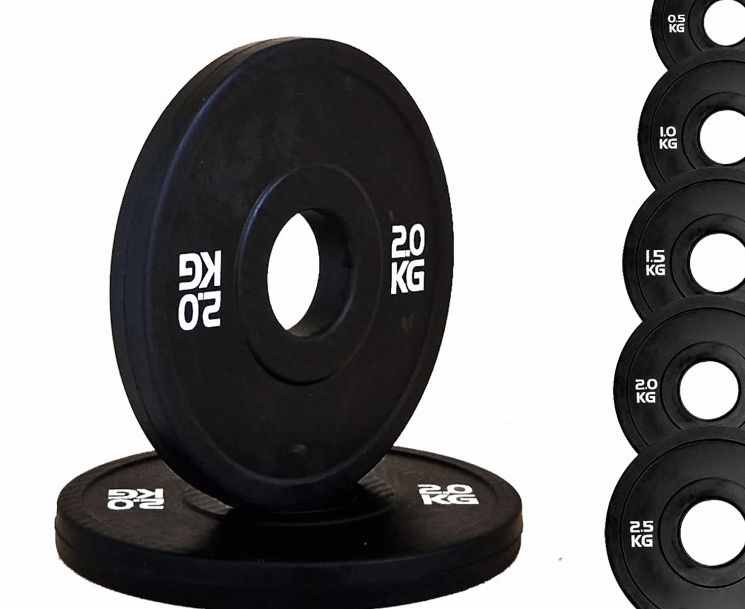Disco Bumper Micro Carga Total Black Agujero Ø50 mm para Gimnasio y Home Gym de 0,5 a 2,5 kg