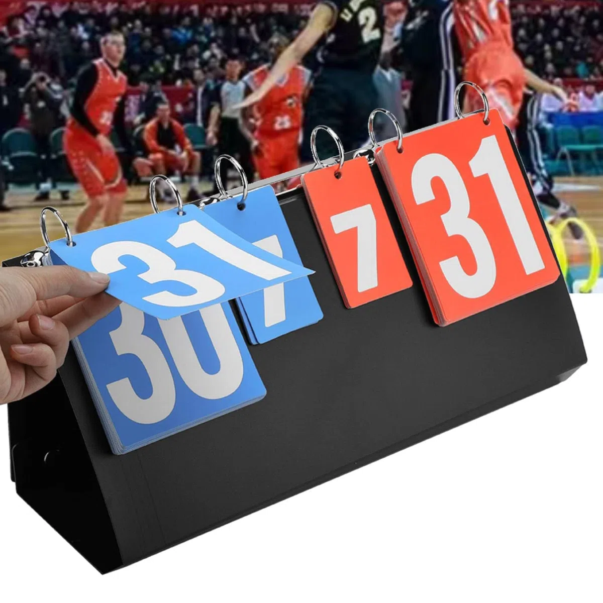 Tissting Marcador Deportivo Plegable, Portátil de 4 Dígitos con Anillo de Metal y Botones Voleibol Bádminton Tenis de Mesa y Baloncesto Tablero de Puntuación Manual 0-99 para Partidos Entrenamientos