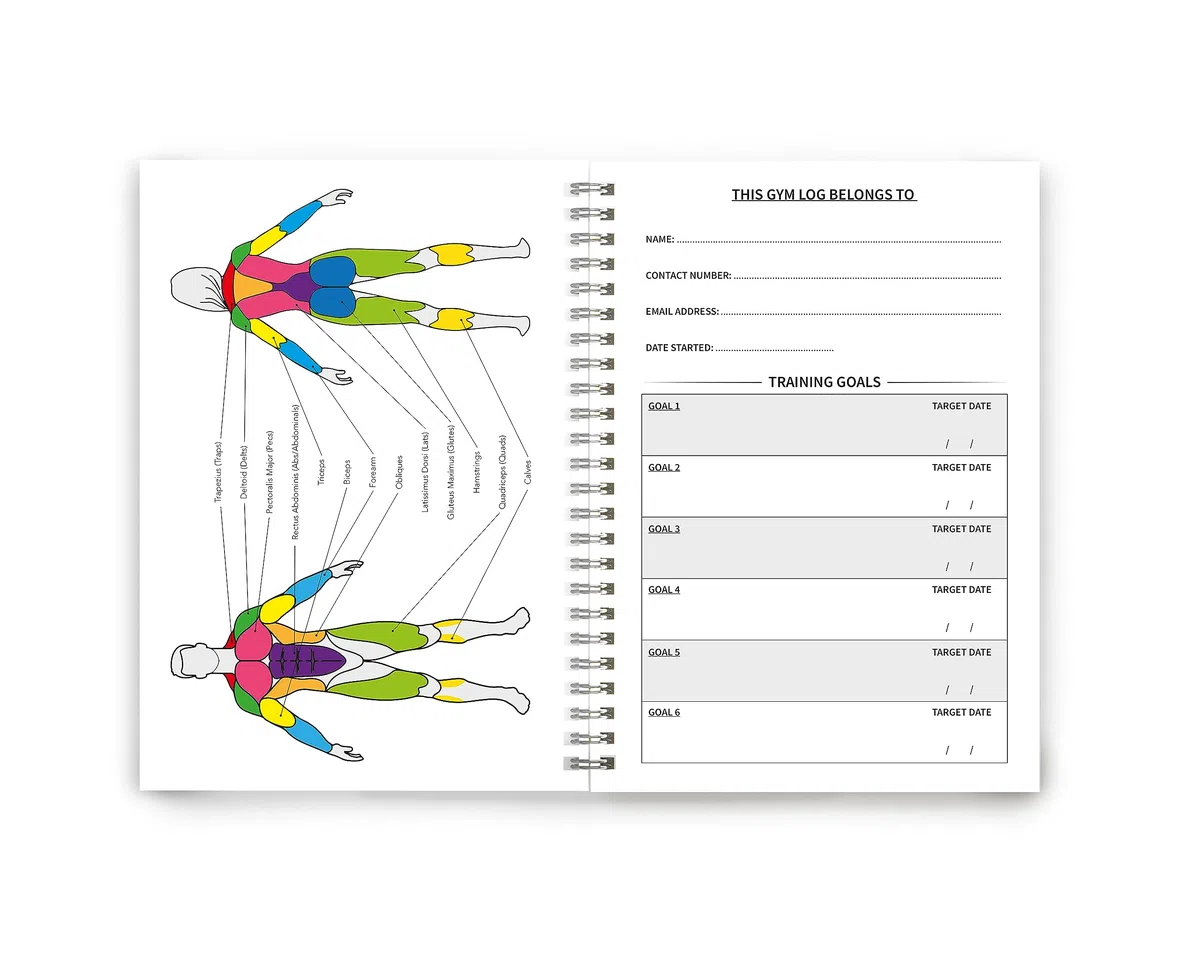 The Gym Log - El cuaderno de registro perfecto para grabar todos tus entrenamientos. Tamaño A5 con 104 páginas y suficiente espacio para 100 entrenamientos. Un esencial para todos los regímenes de