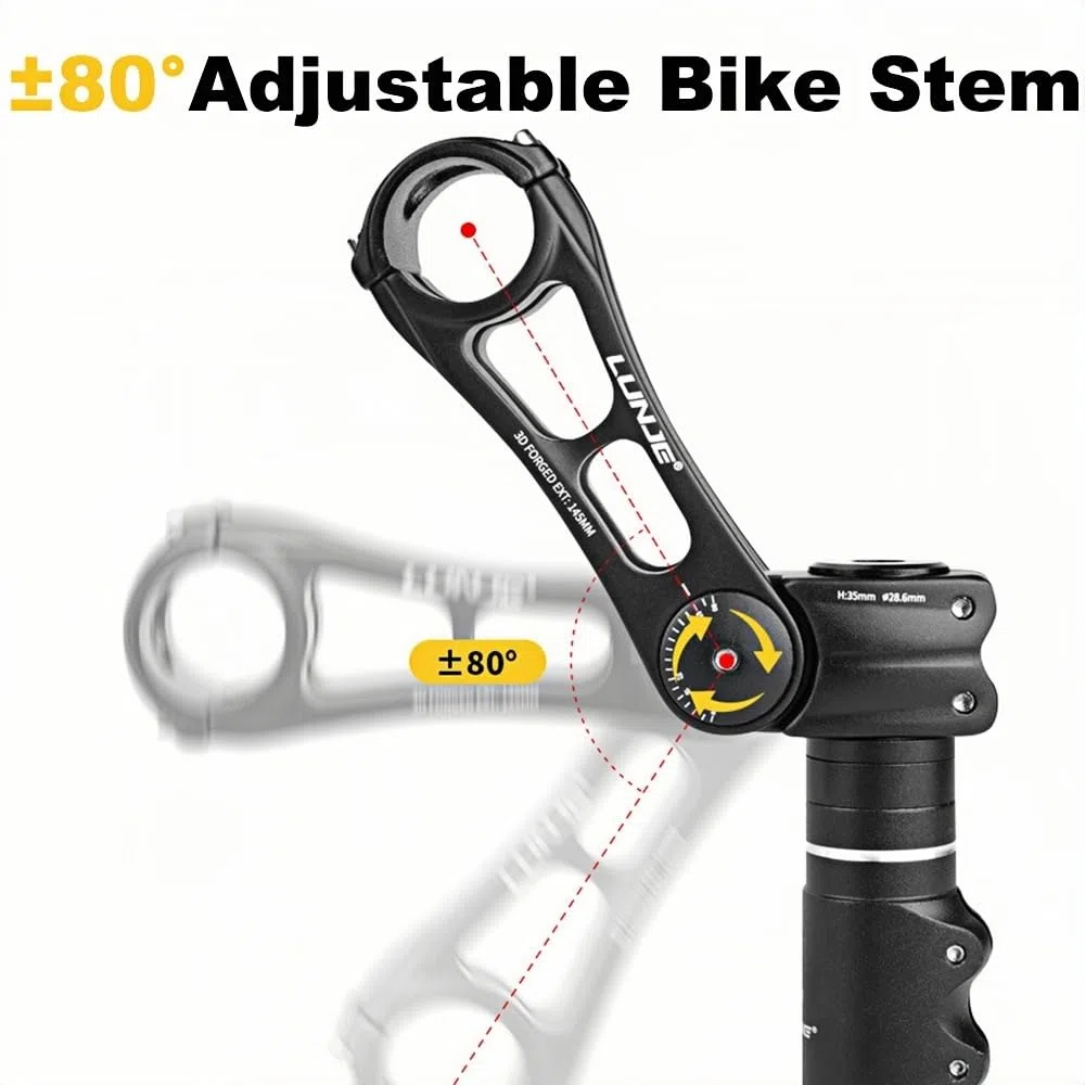 Vástago de Bicicleta de 31,8 mm Ajustable ± 80 Grados MTB, 90/110/130/145 mm, Elevador de Manillar para Bicicletas de montaña, Bicicletas de Carretera, MTB, BMX, Ciclismo