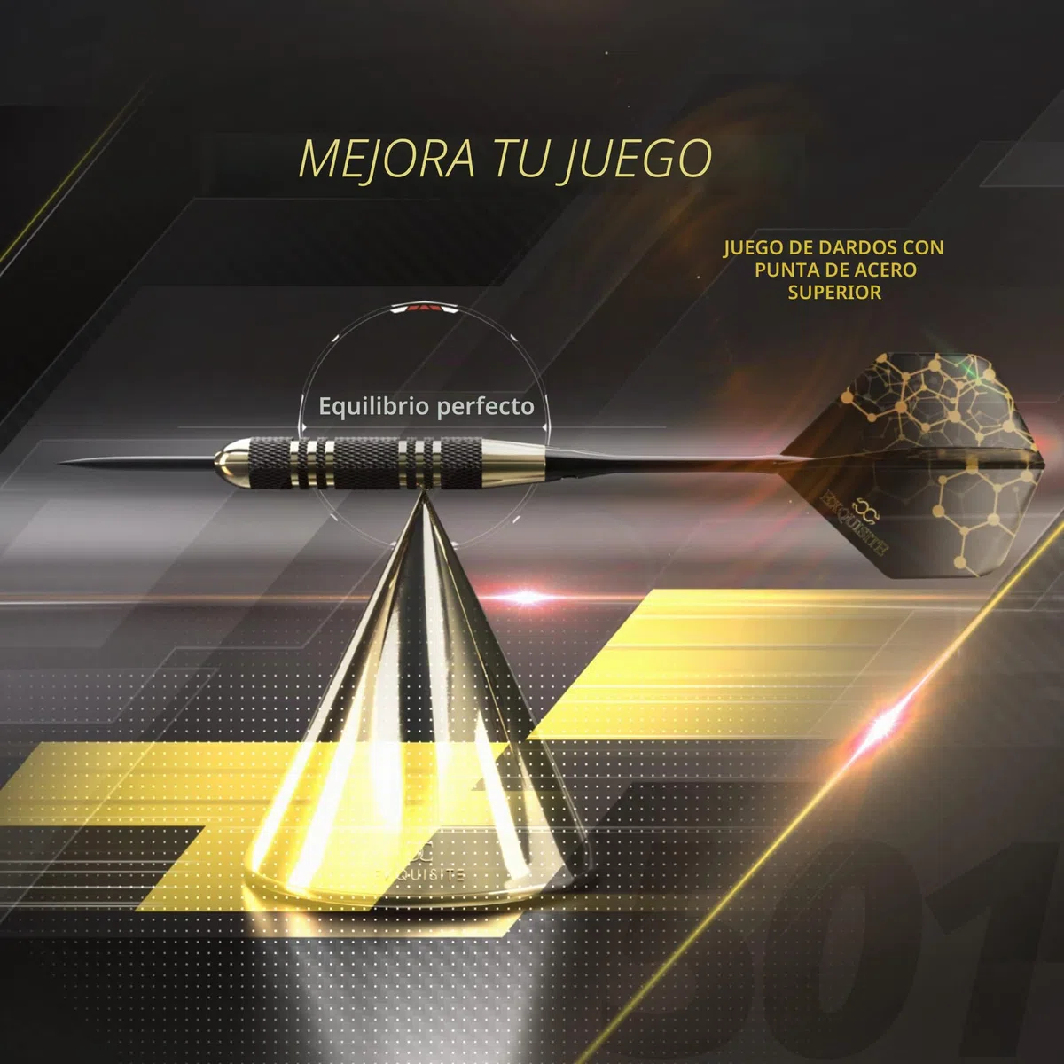 CC-Exquisite Profesional Punta de Acero Dardos Set - 6 x 22g barriles de Metal con 12 vuelos estándar/Delgadas, de Aluminio Ejes 12 35/48 mm, 12 Juntas tóricas, Herramienta de Dardos