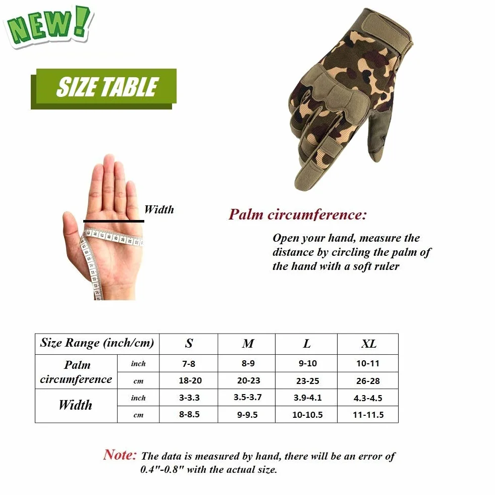 HYCOPROT Guantes Tácticos de Dedos Completos Ligeros Transpirables para Exteriores Militares Pantalla Táctil Guantes de Motocicleta para Tiro, Caza, Escalada, Motociclismo