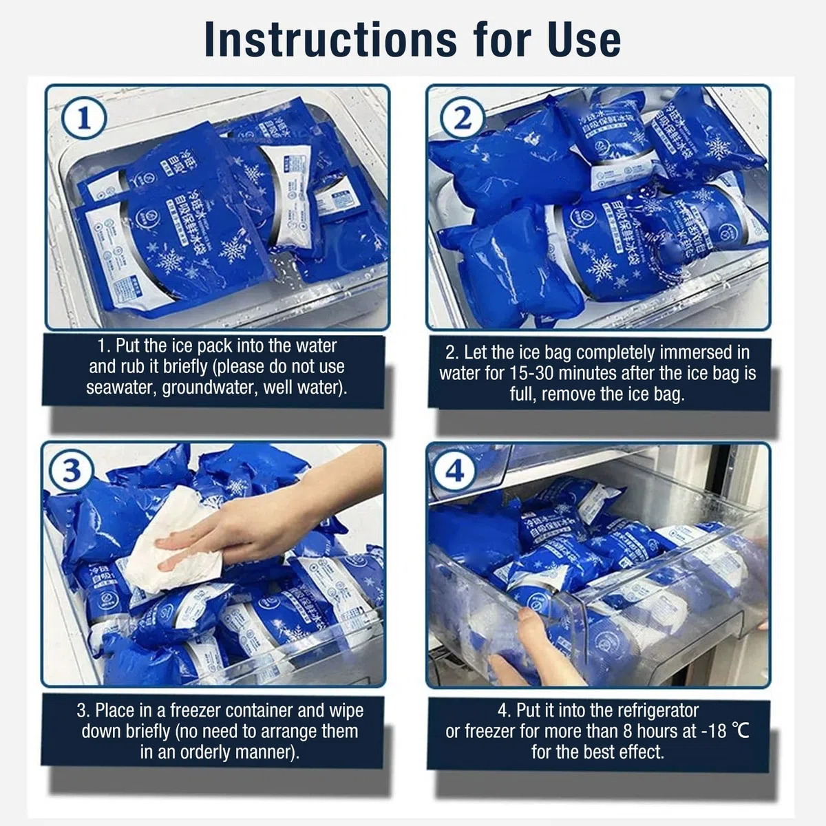 Paquetes de Hielo Seco para Envío de Alimentos Congelados 100PCS, Paquetes de Hielo Reutilizables Hielo Seco para Envío de Alimentos Congelados Paquete de Congelador Frío (250ml)