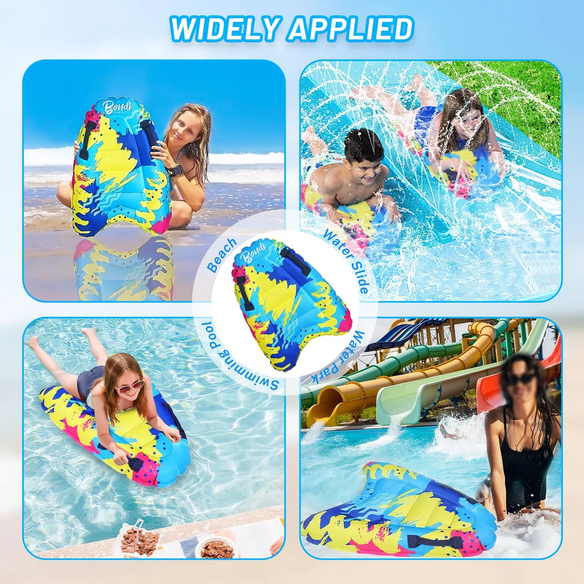 Tabla Surf Niño Hinchable, Hillylolly 75 * 54.5 CM Tabla de Bodyboard Niño, Piscina con Tobogán Hinchable Piscina, Colchoneta, Adecuado para Adultos y Niños de 6 Años