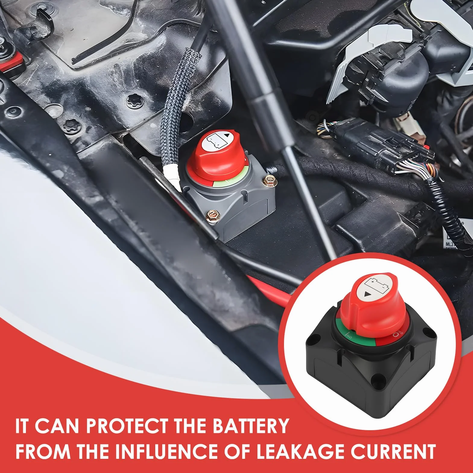 12V-24V Desconectador de Bateria Coche, ON/OFF Interruptor de Desconexión de Batería, Conmutador Principal Impermeable para Vehículos y Embarcaciones, Apto para Autos, Motos, Yates, KFZ