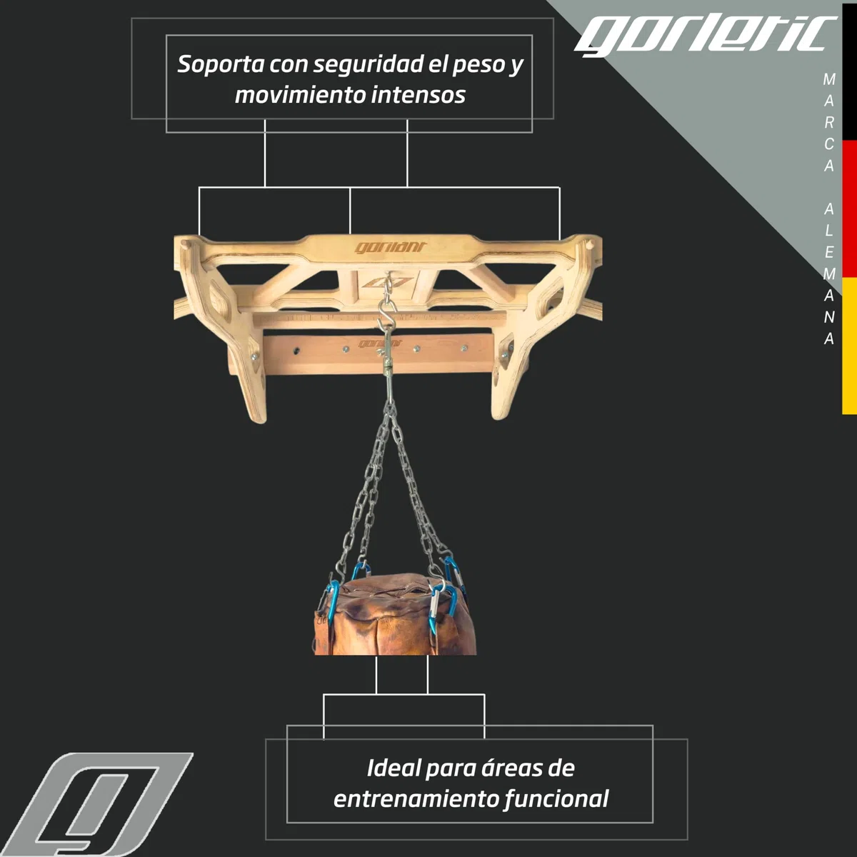 Gorletic Soporte Saco de Boxeo para Barra de dominadas Titan