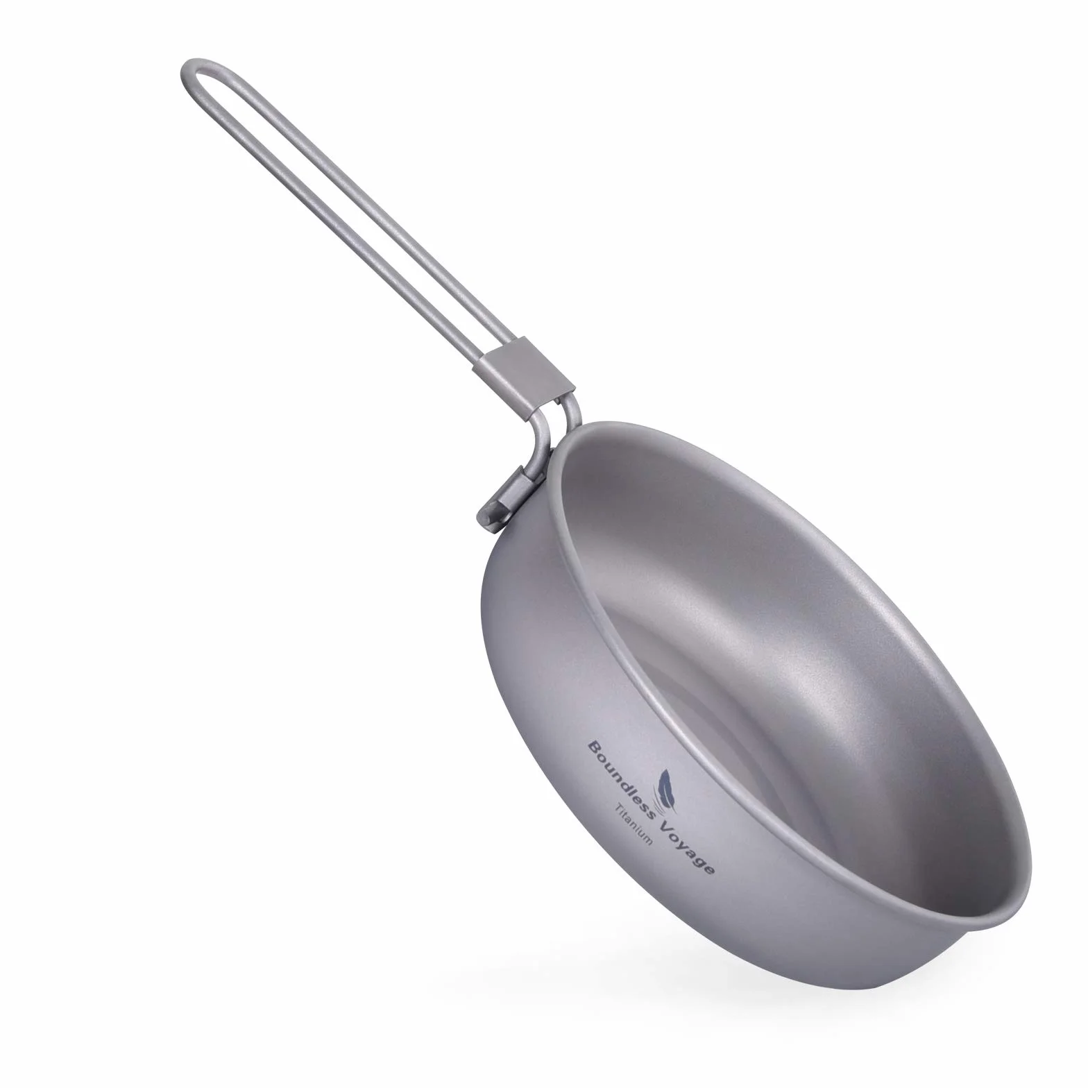 Boundless Voyage Sartén ultraligera de titanio con mango plegable, sartén para acampar al aire libre, vajilla de titanio Ti2061C-12.7 cm