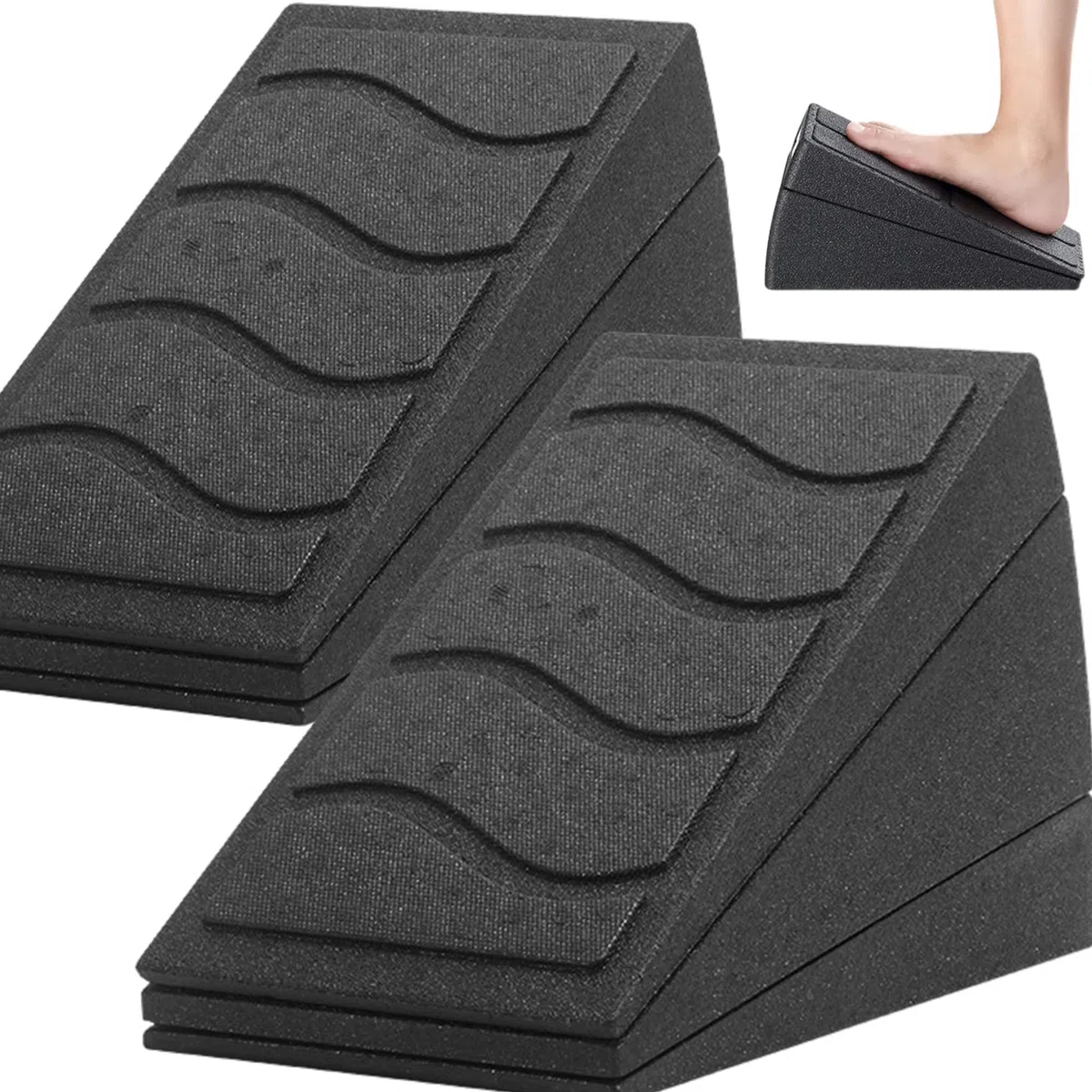 Set De 2 Cuñas Para El Estiramiento De Pantorrillas, Cuña Sentadillas,Pilates Reformer, Tablero Inclinado Pedal De Estiramiento De Fitness Para Costillas, Isquiotibiales, Piernas, Pantorrillas