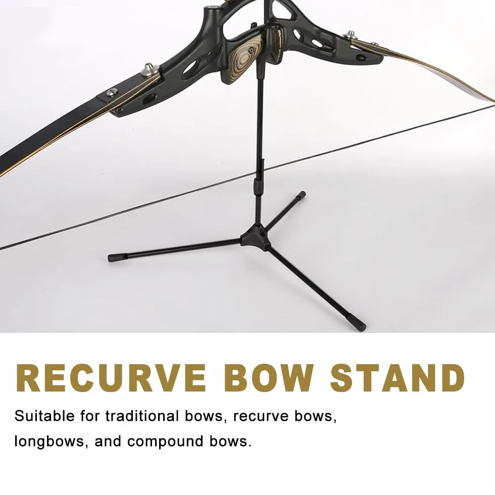 MiOYOOW Soporte de arco con arco, soporte plegable para arco largo recurvo con base antideslizante para caza al aire libre