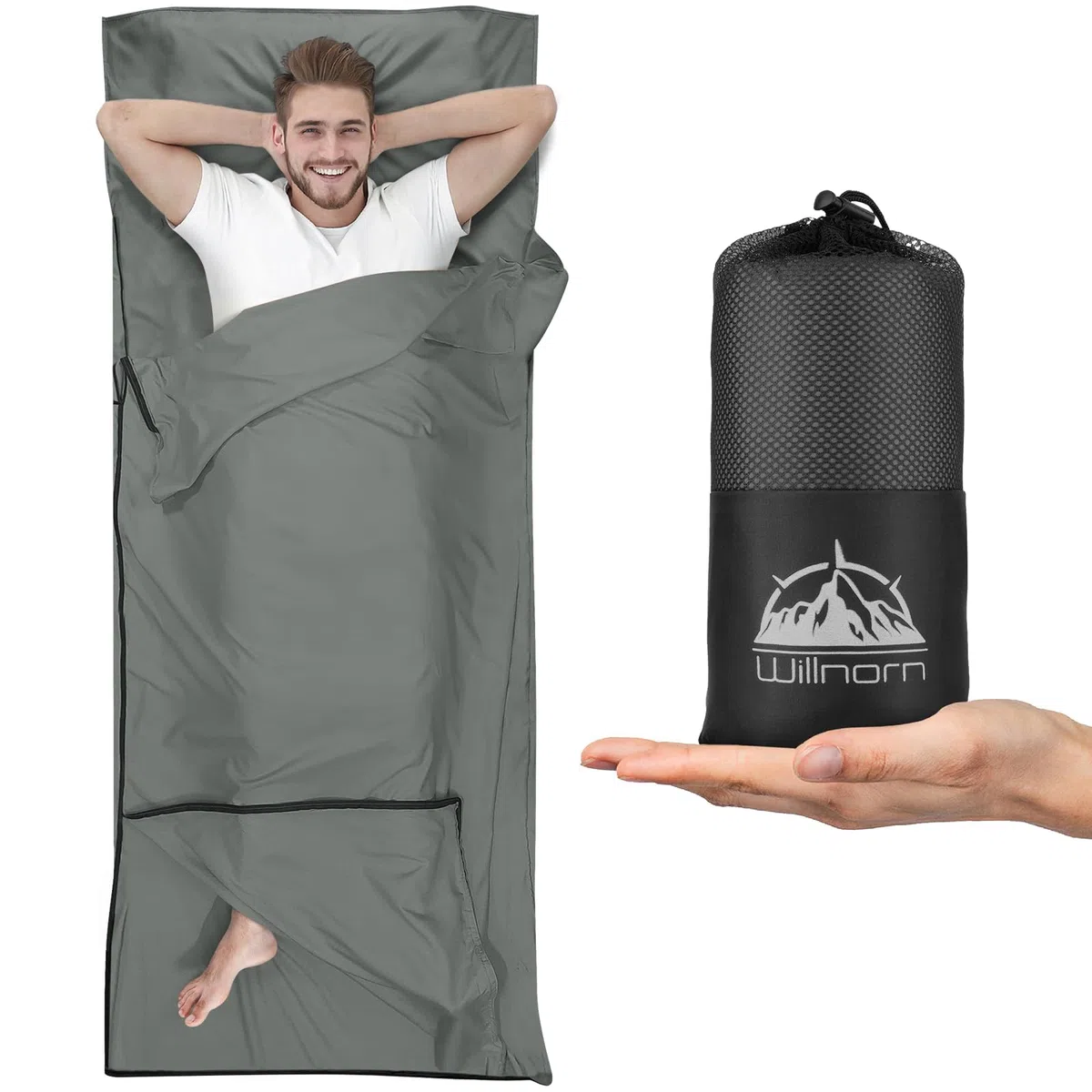 Saco Sabana de Dormir Ultraligero con Cremallera Bidireccional - Saco Sabana de Viaje, 220x95 cm - Ideal para Camping, Hostales, Hoteles y Viajes de Verano