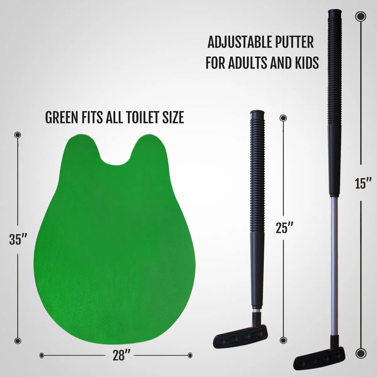 Novelty Place Juego de golf para inodoro, práctica de mini golf en cualquier baño/baño, día del padre, elefante blanco, Navidad, San Valentín, regalos divertidos de broma