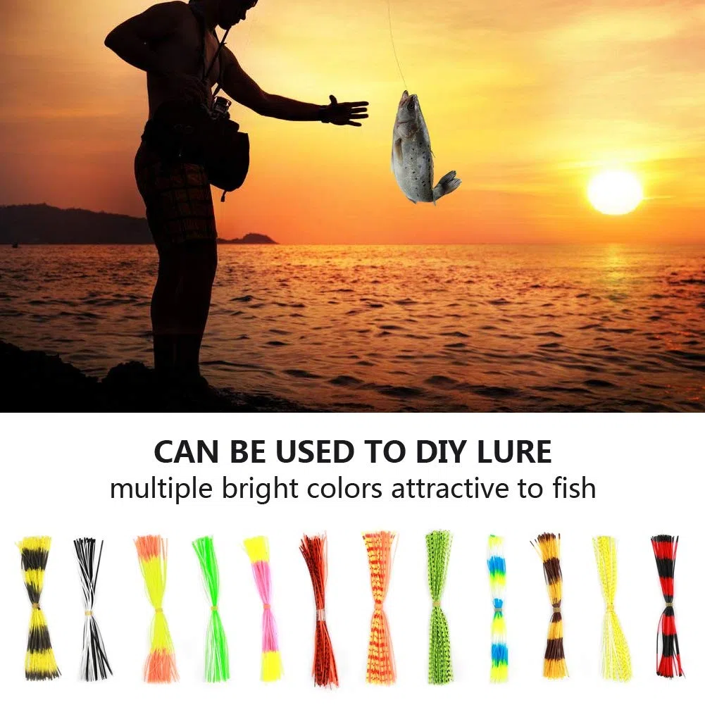 Falda de Goma de Silicona,600 Hebras Señuelos de Cebo de Falda de Pesca Jig Lure Faldas Suaves Falda de Pesca Señuelos Barba DIY Jig Lure Accesorio de Atado de Moscas Al Aire