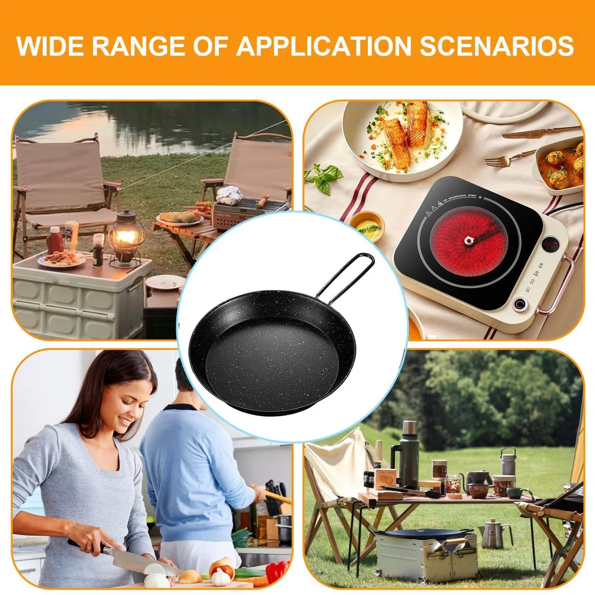 Sartén para mochilero, sartén de 7.87 pulgadas, sartén antiadherente con mango plegable, utensilios de cocina de camping para estufas, horno, hogar, cocina, dormitorio, viajes, mochileros, picnic al