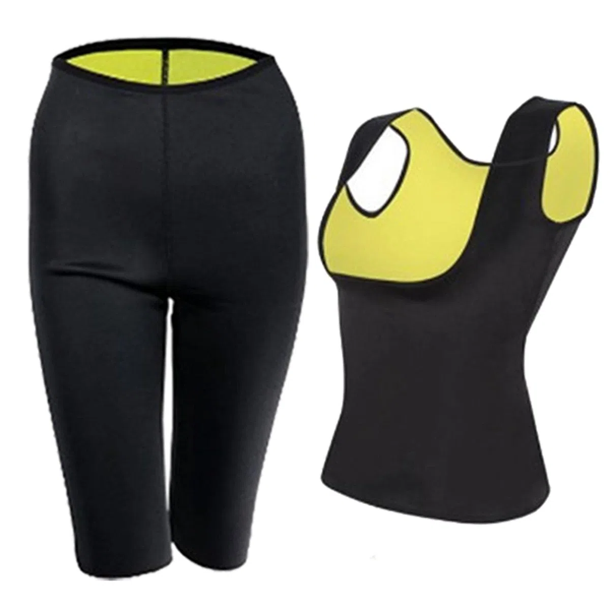 Traje de Sauna para Mujer, Conjunto de Corsé de Neopreno, Pantalón, Faja Moldeadora para Ejercicios Intensos, Negro, L