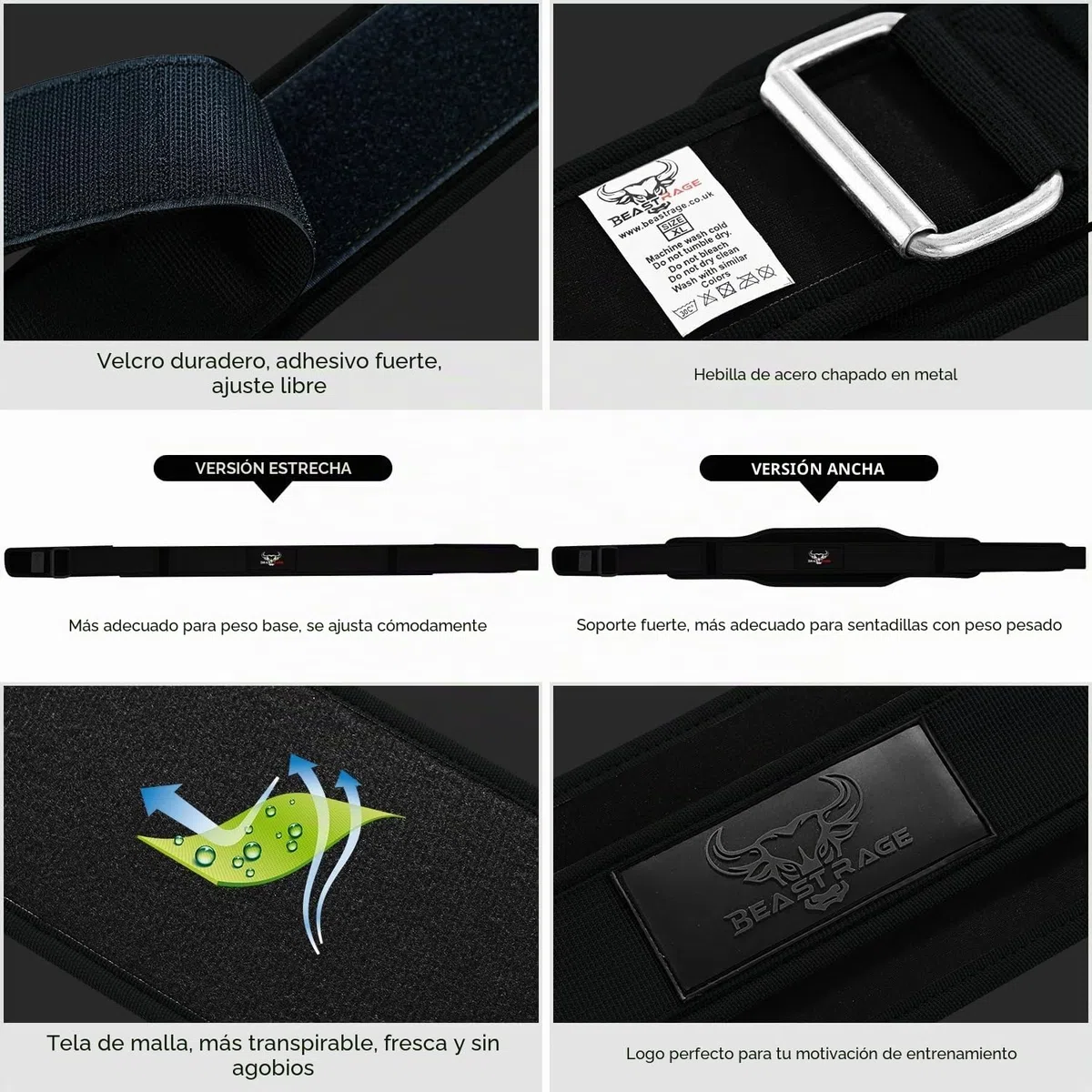 BEAST RAGE Cinturones de Musculación Fitness Ejercicio Cinturón Levantamiento doble fuerza 5.5 acolchado trasero gimnasio pesas hombres mujeres entrenamiento lumbar apoyo núcleo