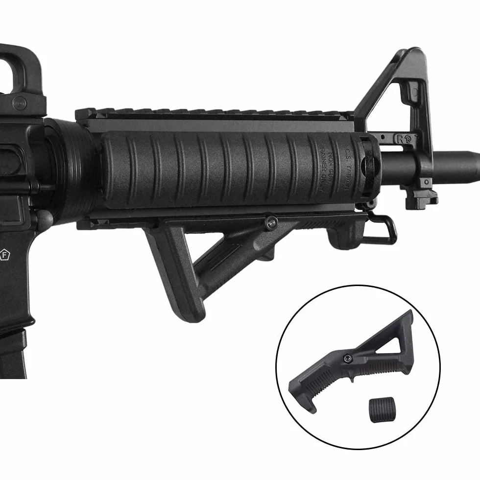 Empuñadura Delantera Angulada, Empuñadura Delantera Airsoft Habitual, Empuñadura Ergonómica Angulada, Empuñadura Frontal Triangular de Nylon AFG1 para Rieles Weaver de 20 mm, Negro