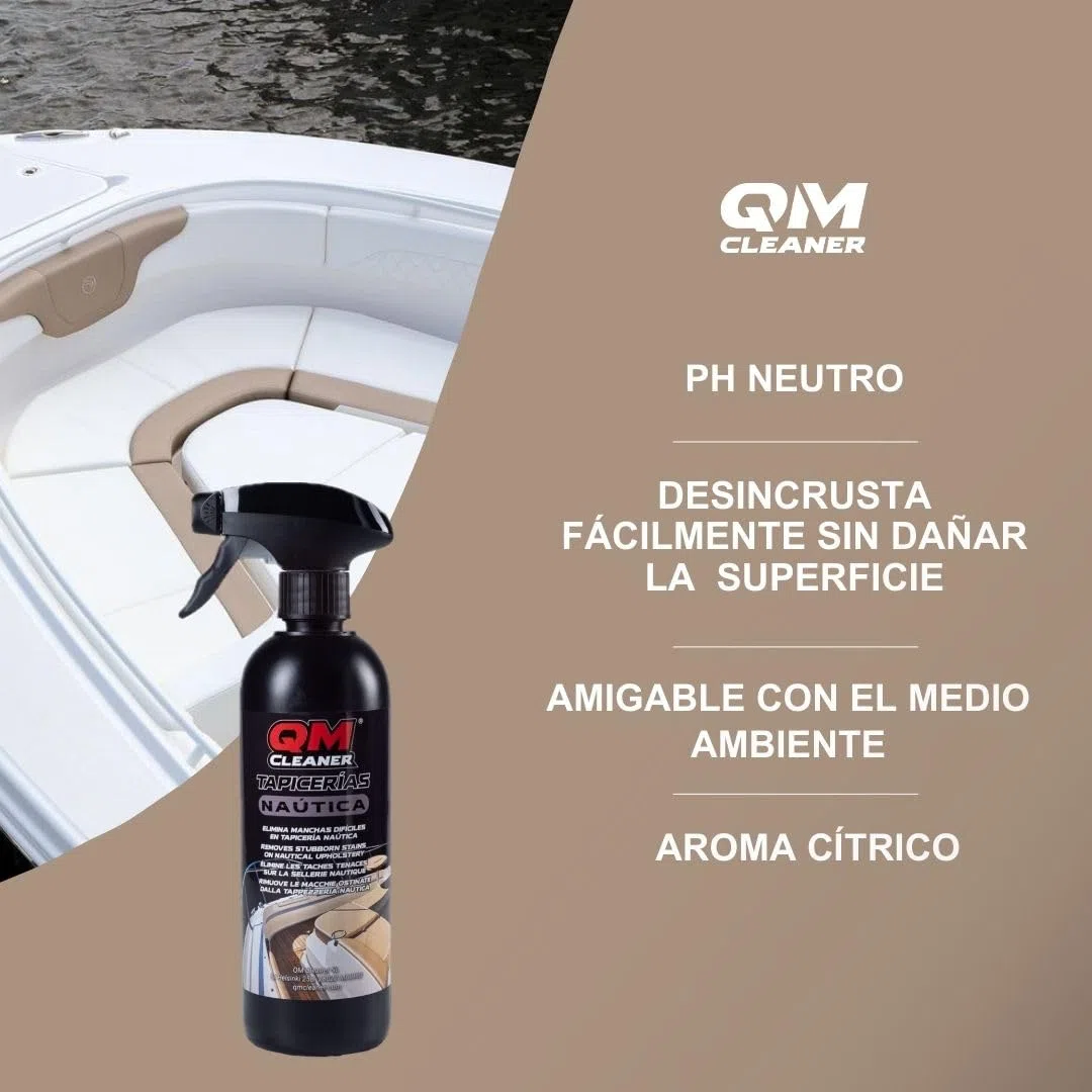 QM Cleaner - Tapicería Nautica | Limpiador específico para el Cuidado y la Limpieza de tapicerías embarcaciones - Elimina Manchas rápido y eficaz - 500ml