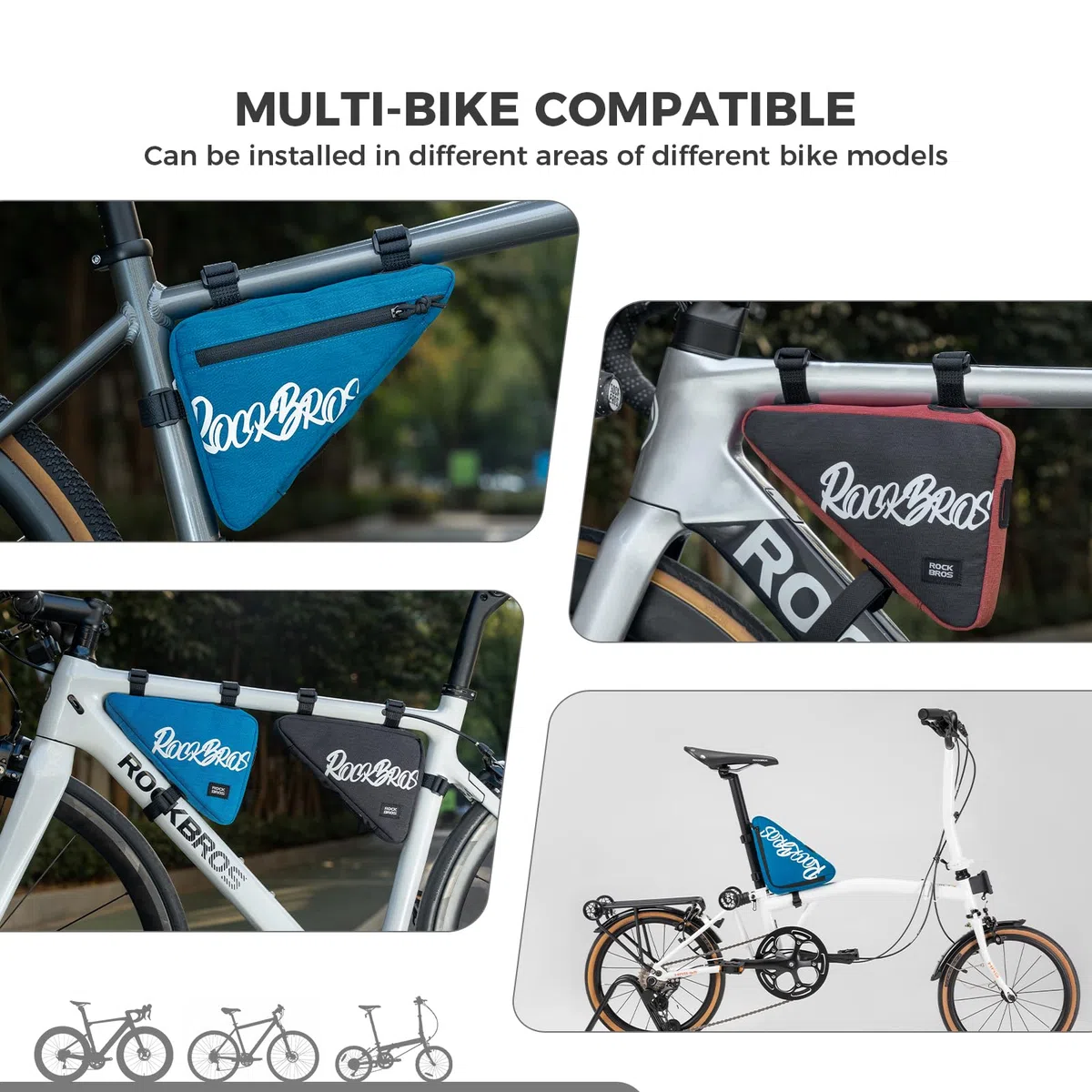 ROCKBROS Bolsa Cuadro Triangular Bicicleta, 0,8L Bolsa Tubo Superior Portaherramientas de Ciclismo para Bicicleta Carretera MTB Gravel