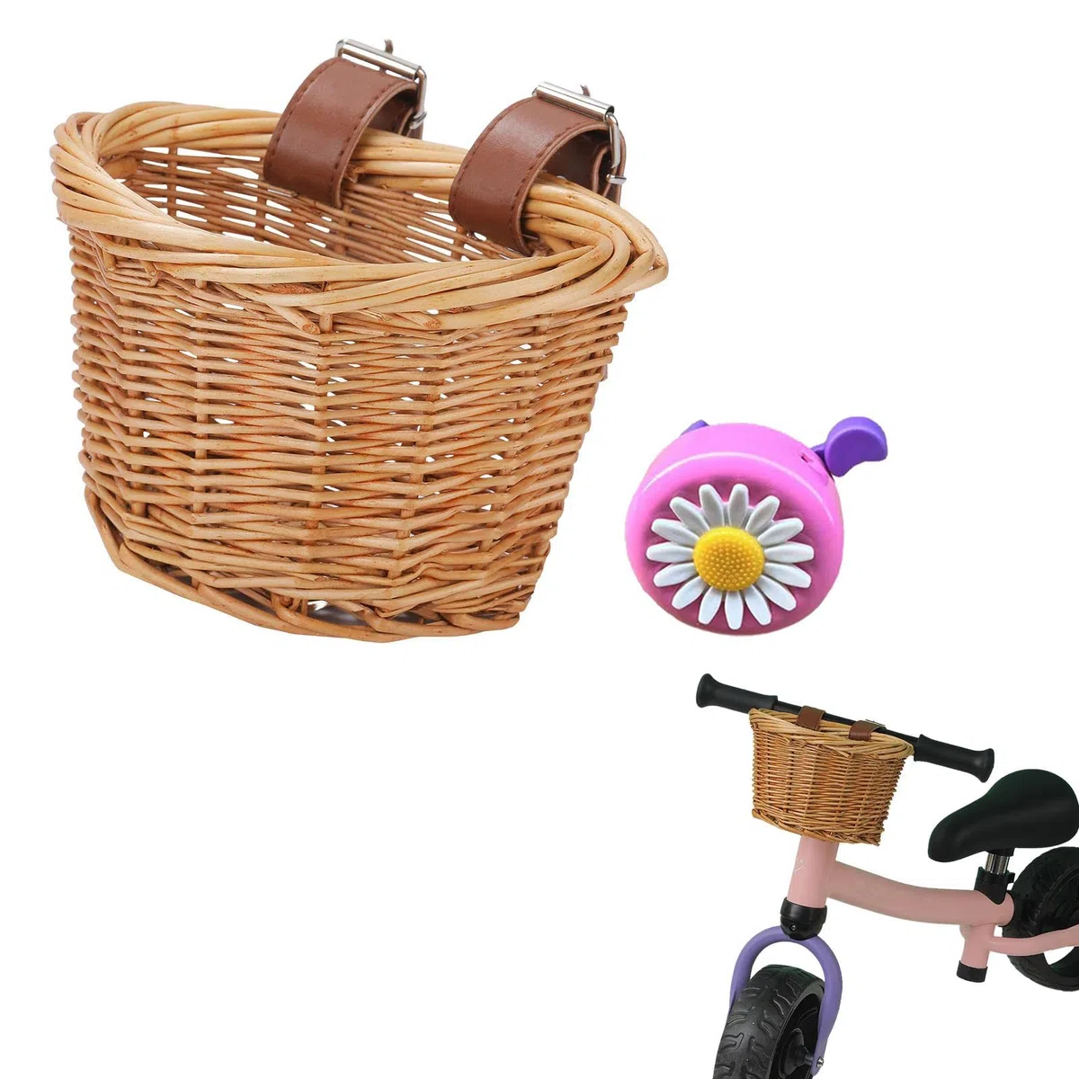Bicicleta para niños Conjunto serpentinas Bicicleta para niñas Manillar Bicicleta para niños Mimbre Serpentinas Bicicleta Campana y Pegatinas Bicicleta